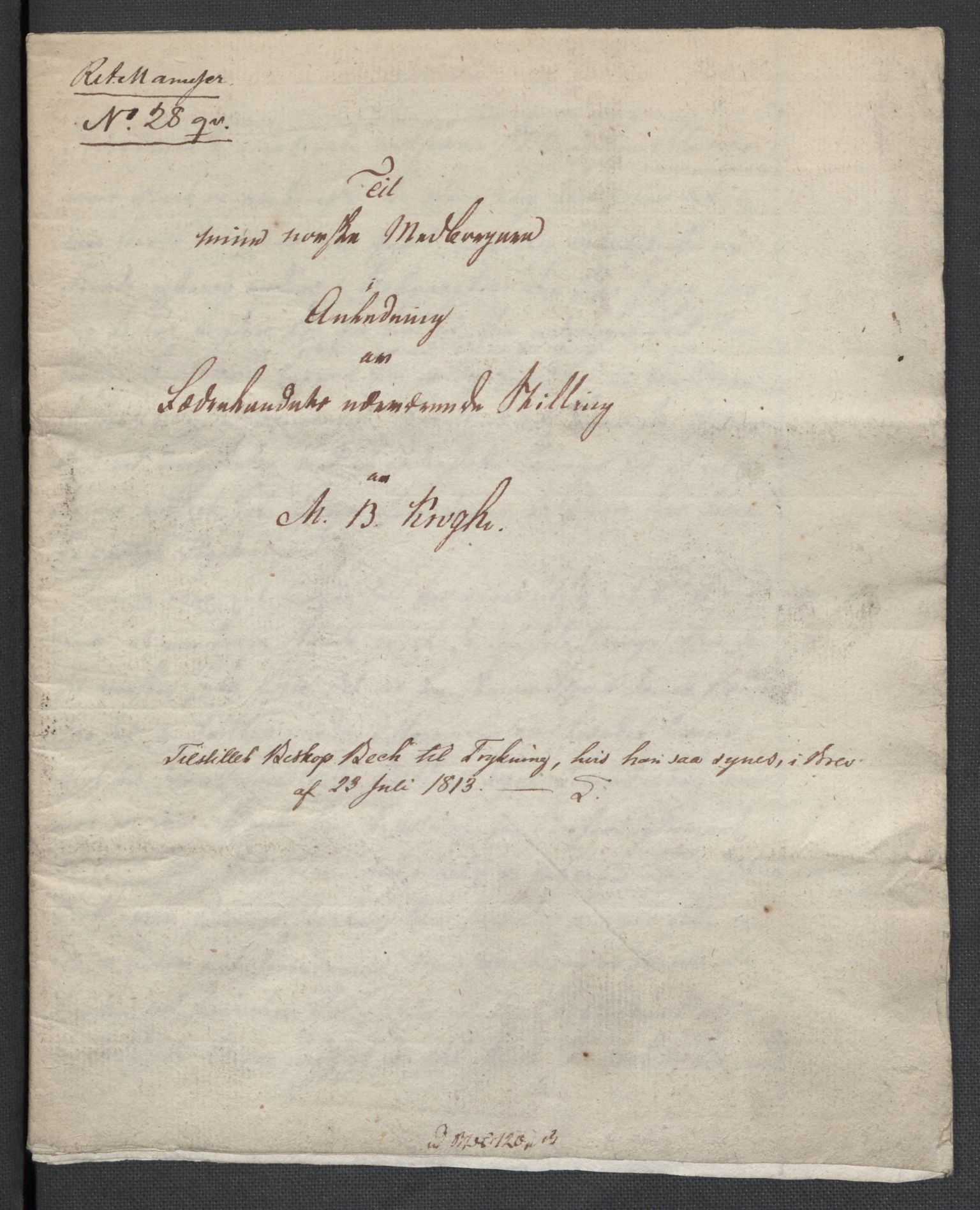 Manuskriptsamlingen, AV/RA-EA-3667/G/L0028: Krogh, Matthias Bonsach (biskop); Til mine norske medborgere i anledning av fedrelandets nåværende stilling, 1813, p. 2