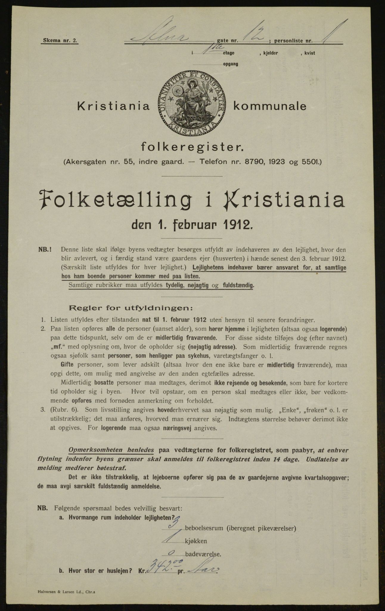 OBA, Municipal Census 1912 for Kristiania, 1912, p. 1253