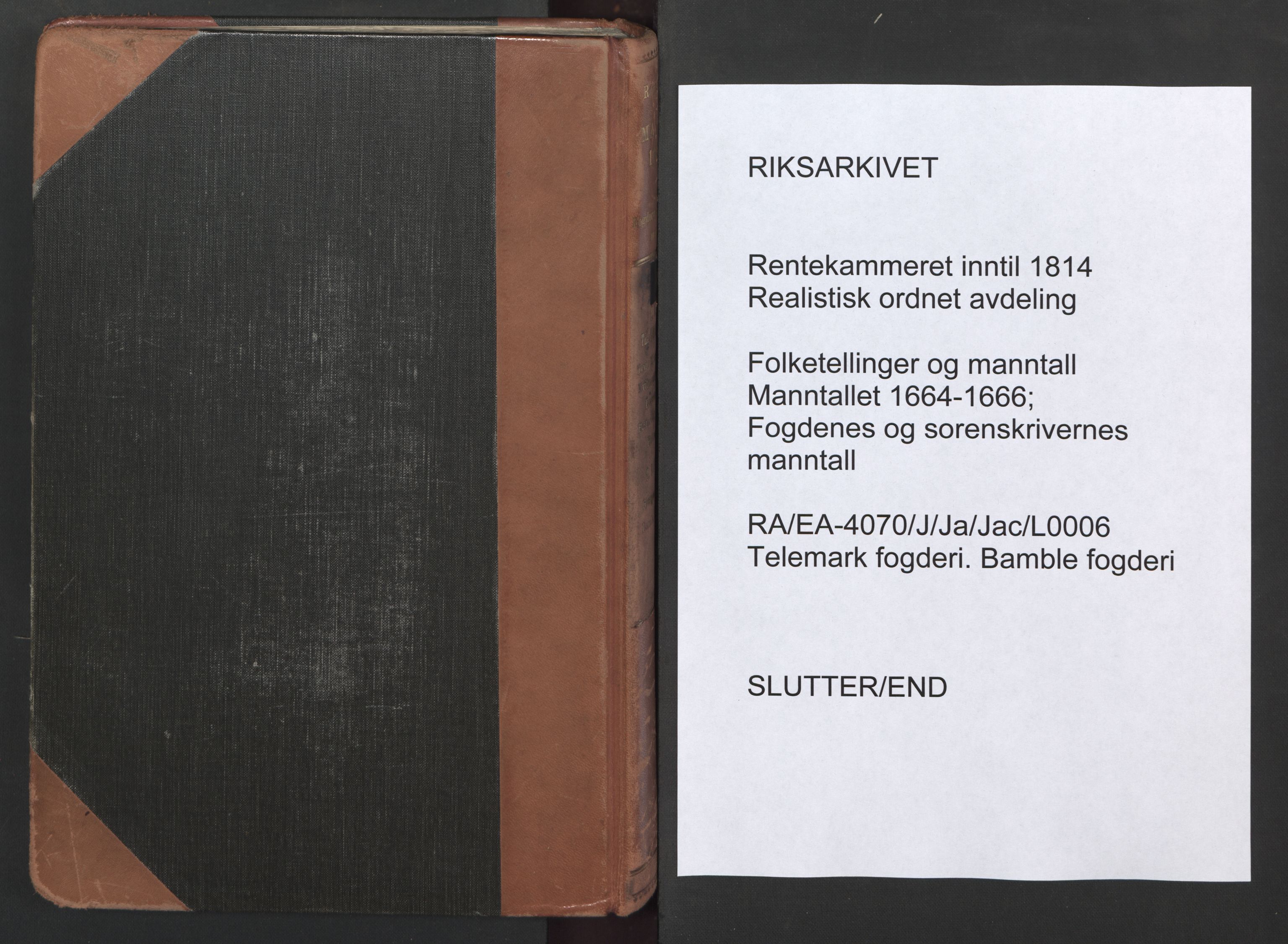 RA, Bailiff's Census 1664-1666, no. 6: Øvre and Nedre Telemark fogderi and Bamble fogderi , 1664