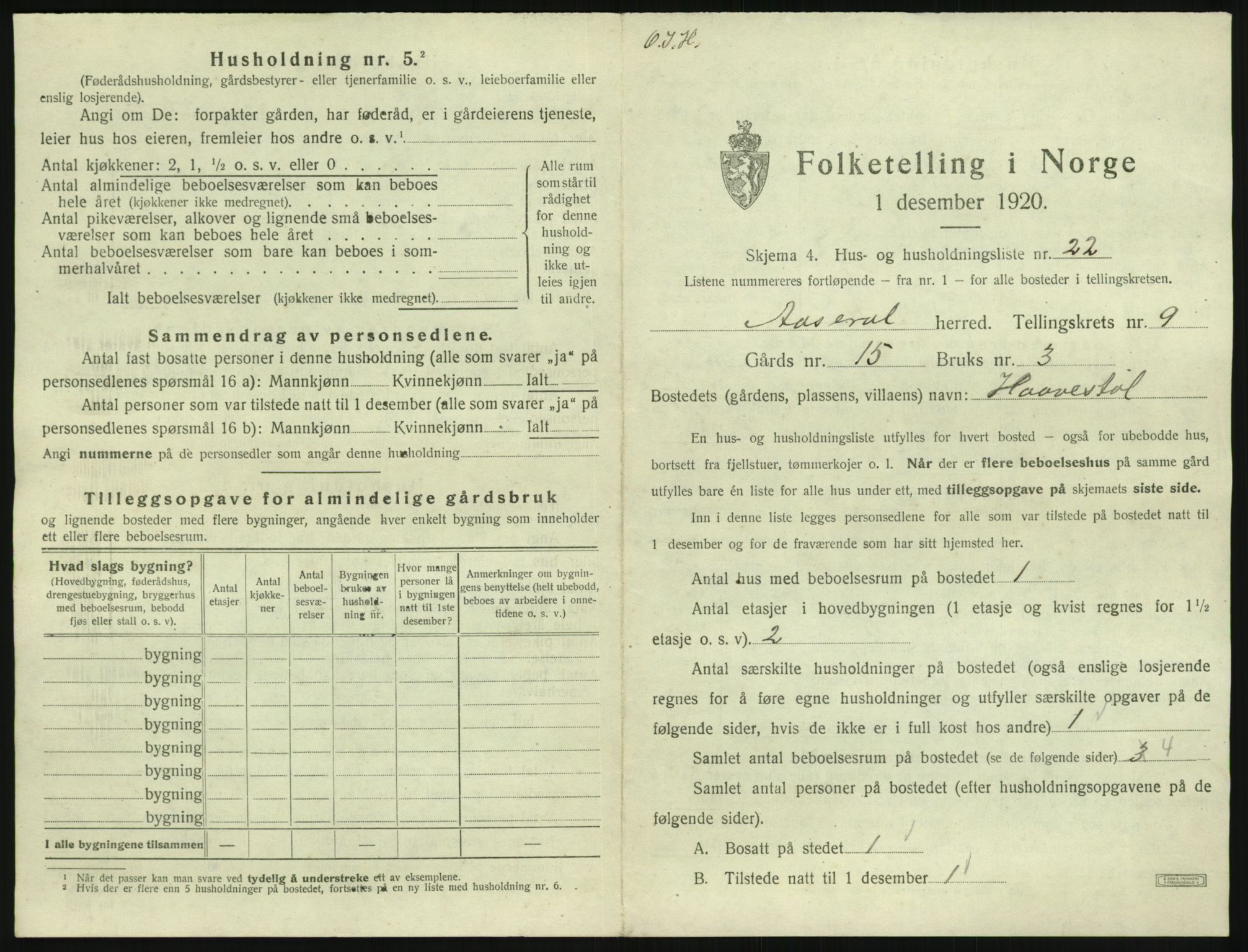 SAK, 1920 census for Åseral, 1920, p. 510