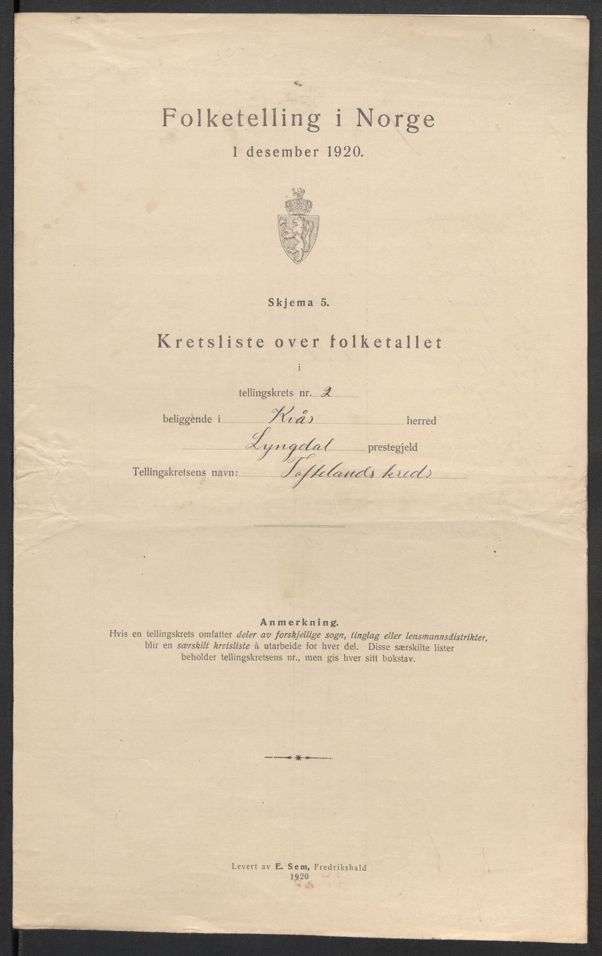 SAK, 1920 census for Kvås, 1920, p. 13
