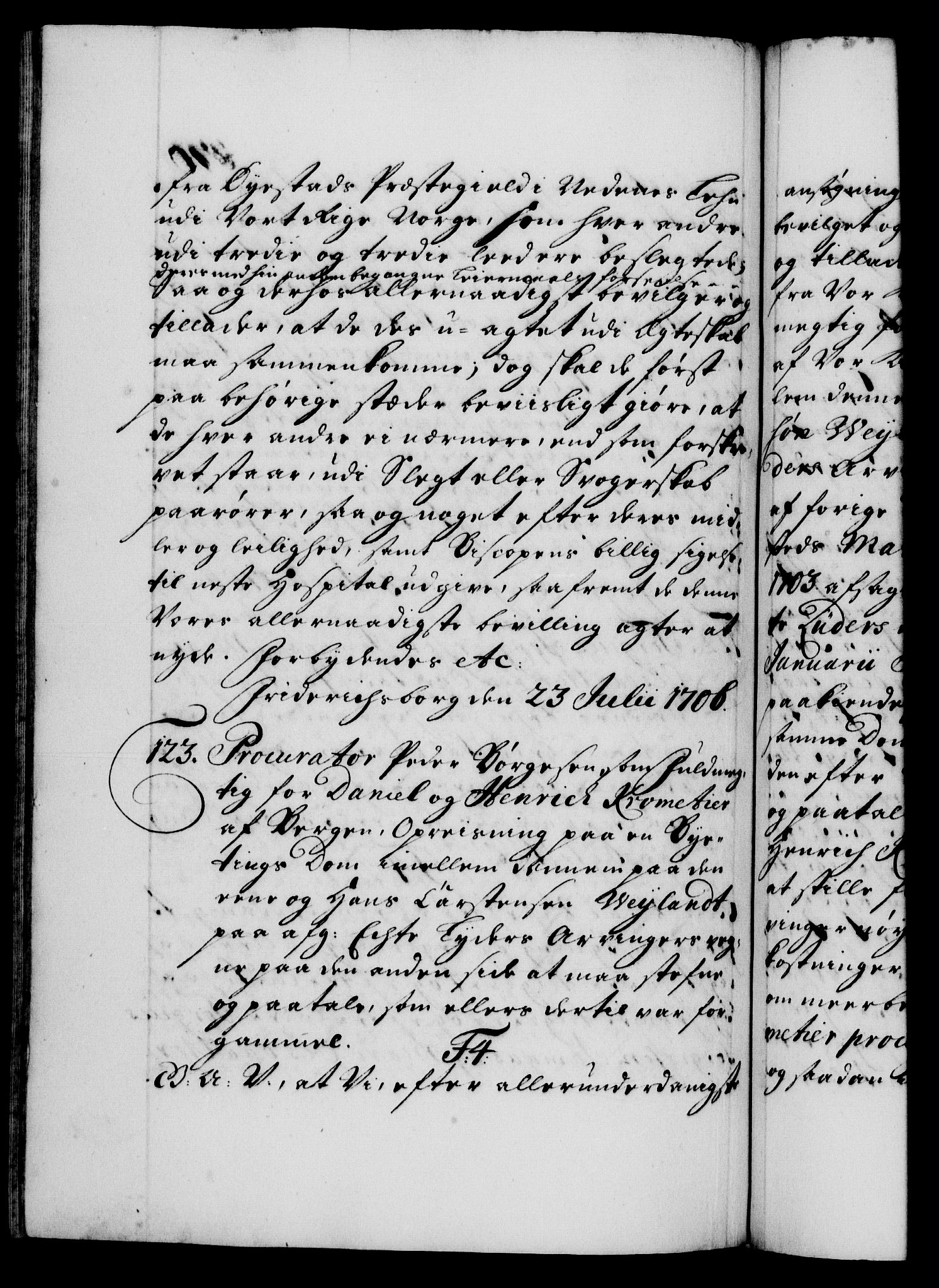 Danske Kanselli 1572-1799, AV/RA-EA-3023/F/Fc/Fca/Fcaa/L0019: Norske registre, 1704-1707, p. 370b