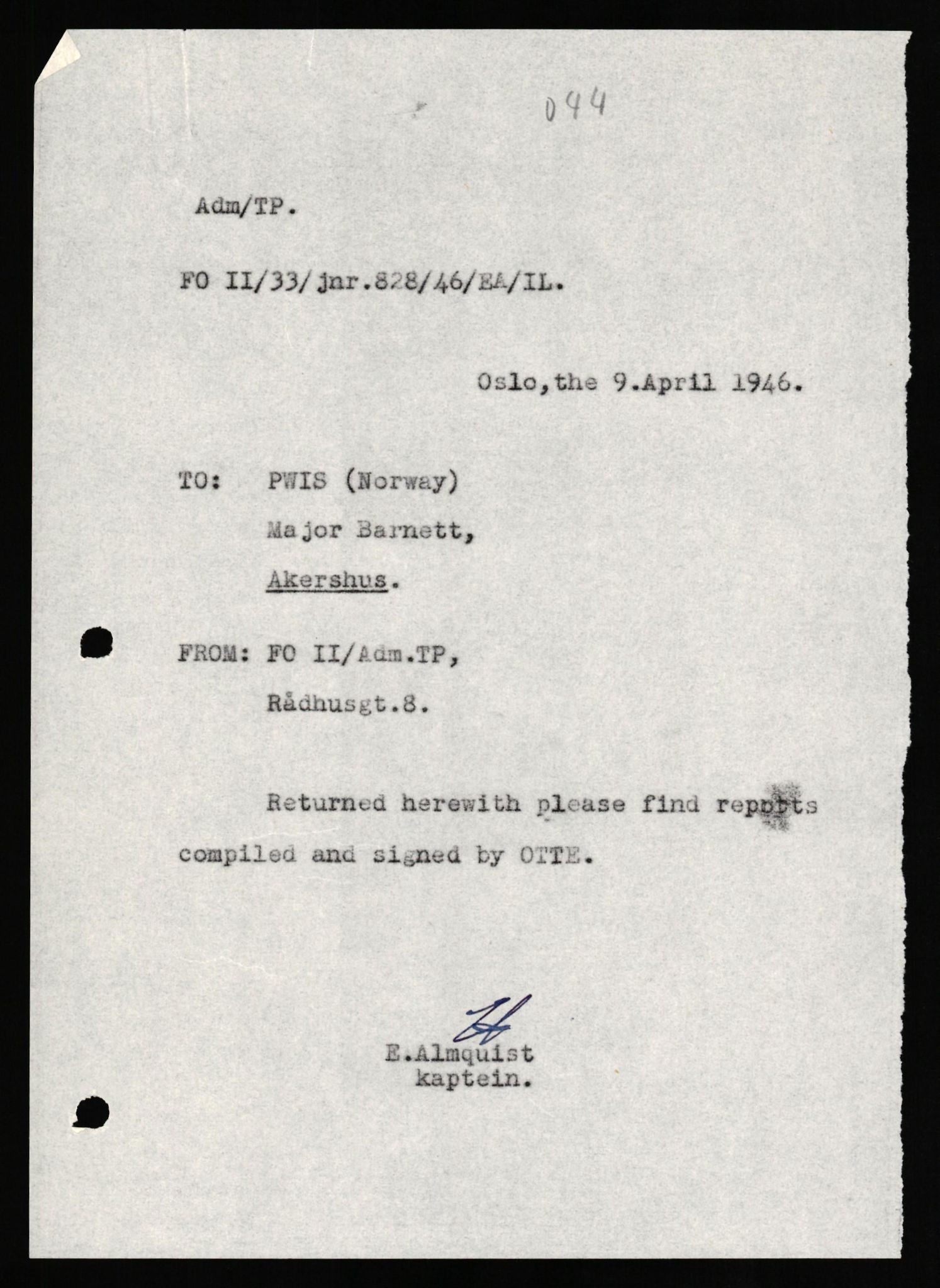 Forsvaret, Forsvarets overkommando II, AV/RA-RAFA-3915/D/Db/L0025: CI Questionaires. Tyske okkupasjonsstyrker i Norge. Tyskere., 1945-1946, p. 165