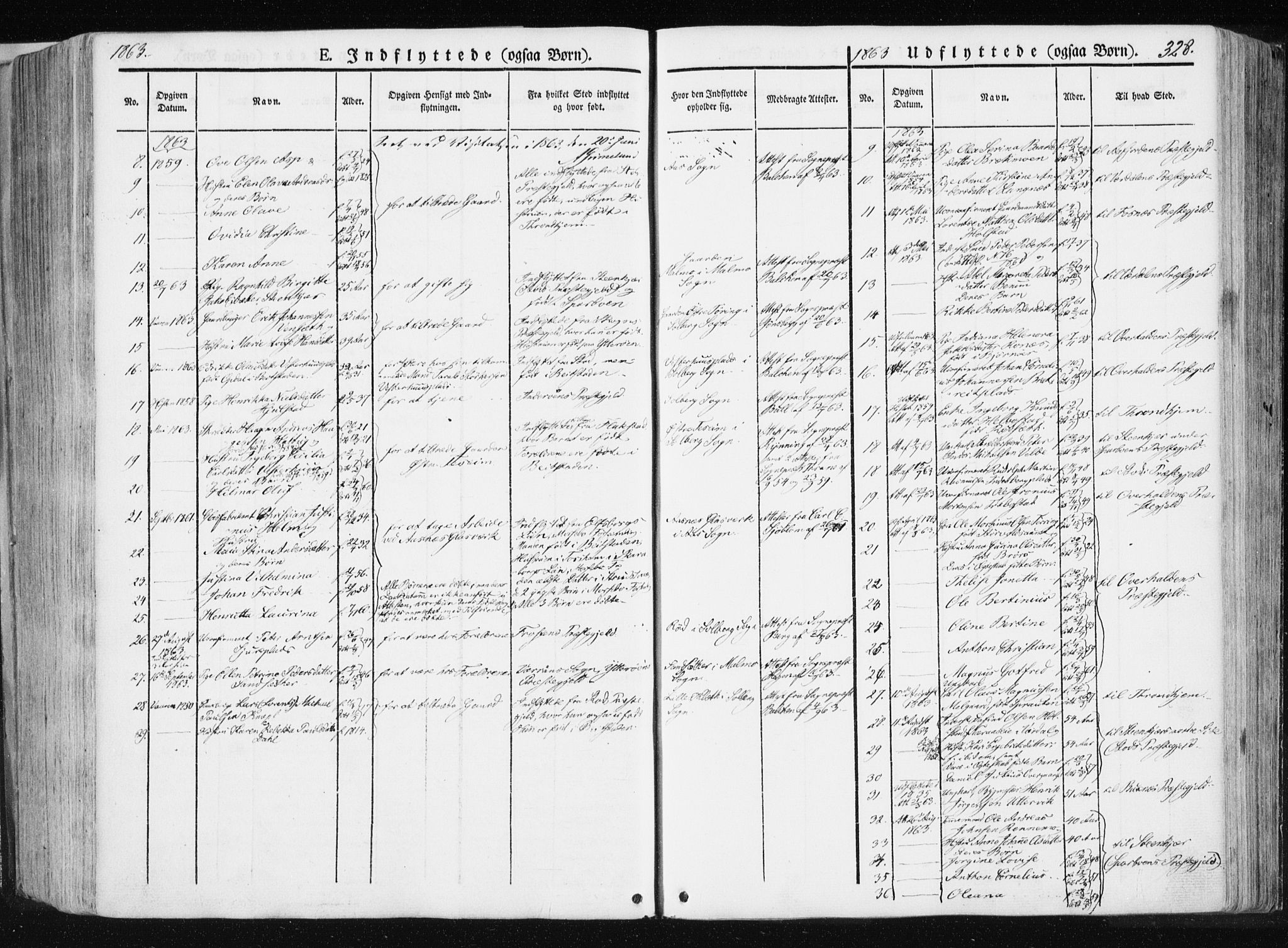 Ministerialprotokoller, klokkerbøker og fødselsregistre - Nord-Trøndelag, AV/SAT-A-1458/741/L0393: Parish register (official) no. 741A07, 1849-1863, p. 328