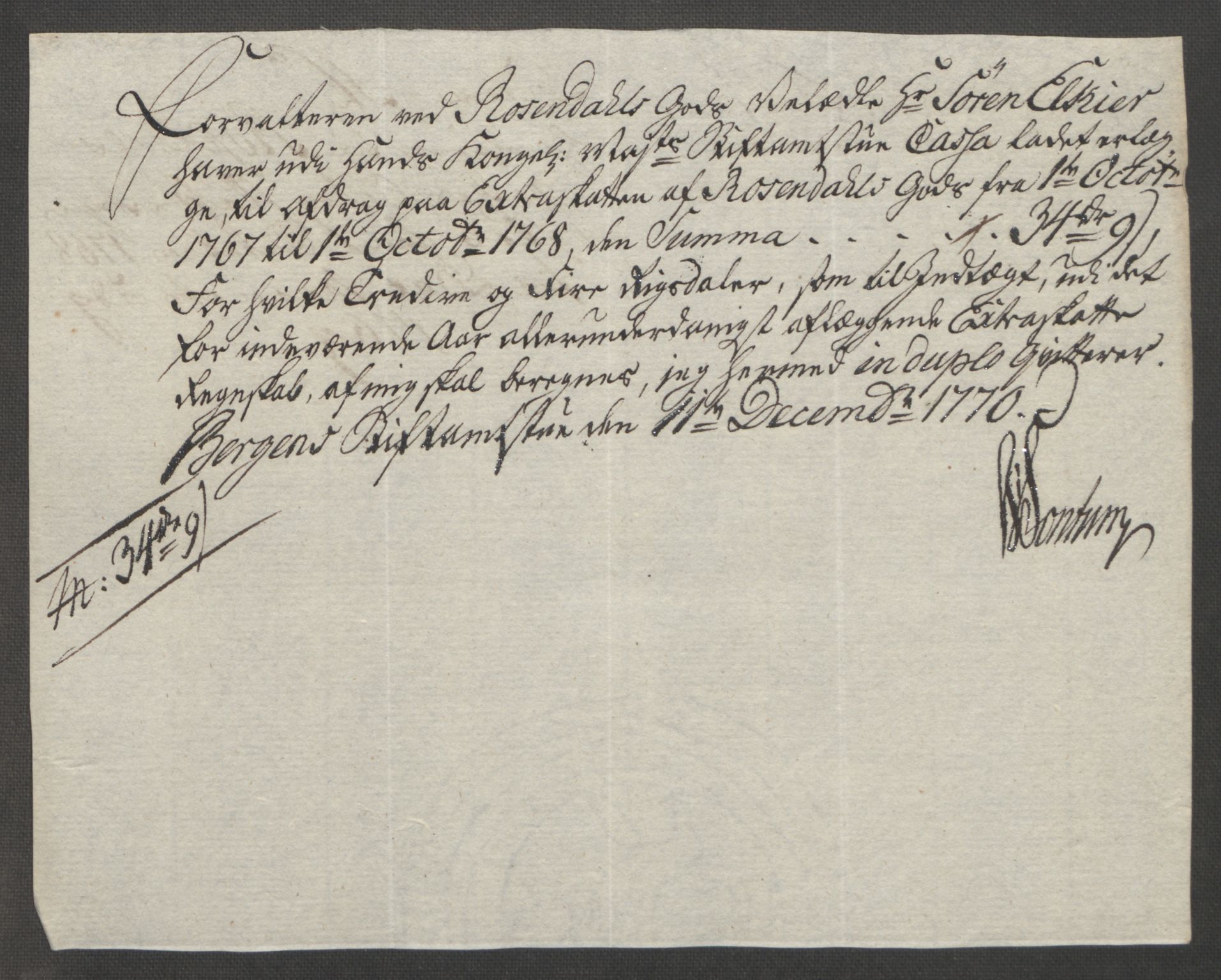 Rentekammeret inntil 1814, Reviderte regnskaper, Fogderegnskap, AV/RA-EA-4092/R49/L3157: Ekstraskatten Rosendal Baroni, 1762-1772, p. 268