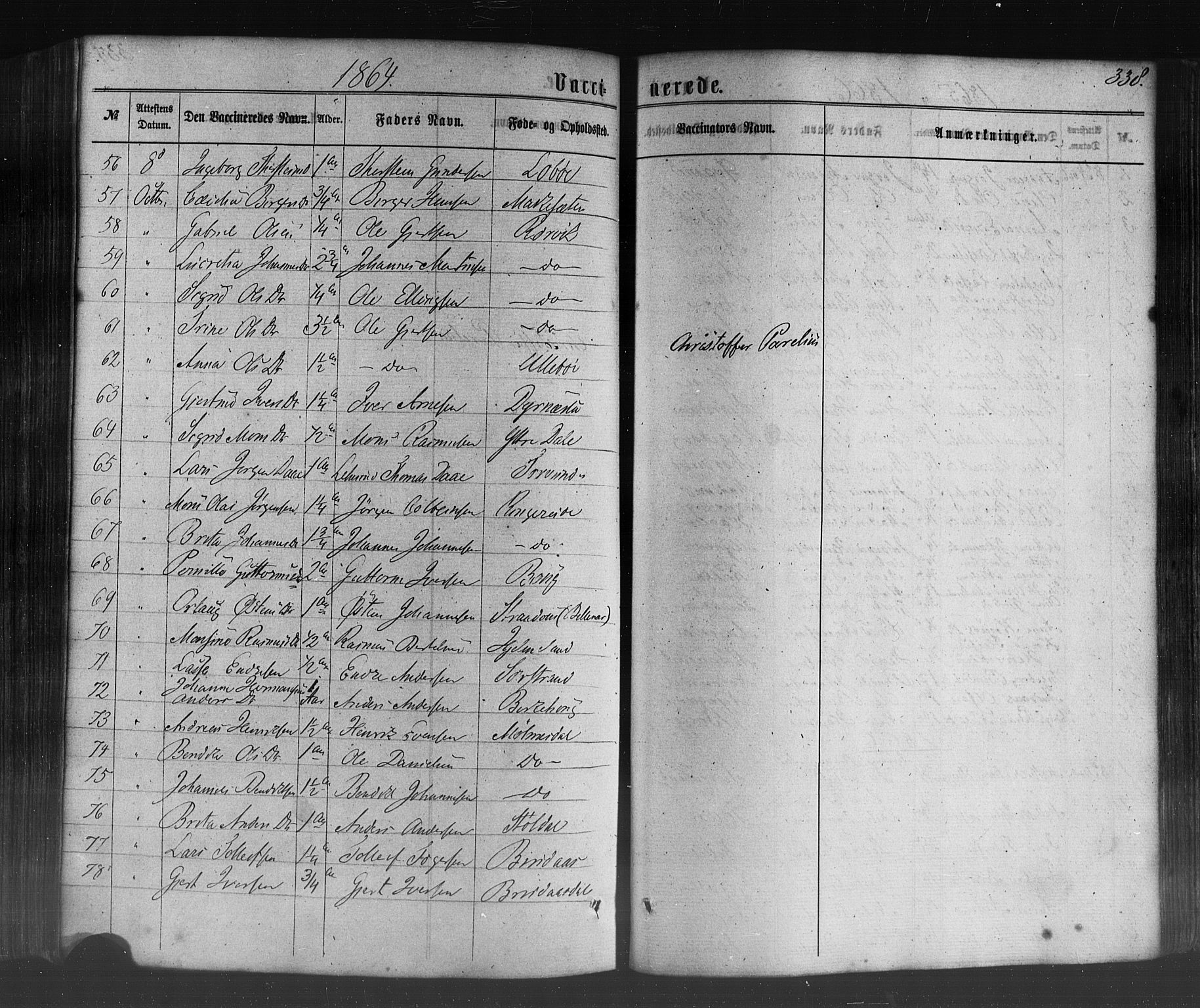Lavik sokneprestembete, AV/SAB-A-80901: Parish register (official) no. A 4, 1864-1881, p. 338