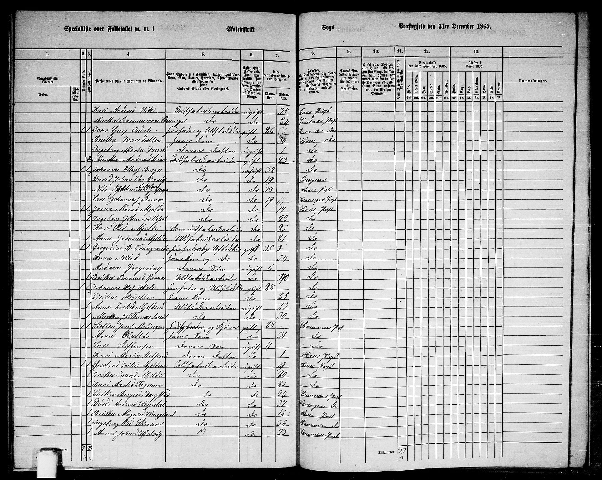 RA, 1865 census for Haus, 1865, p. 261