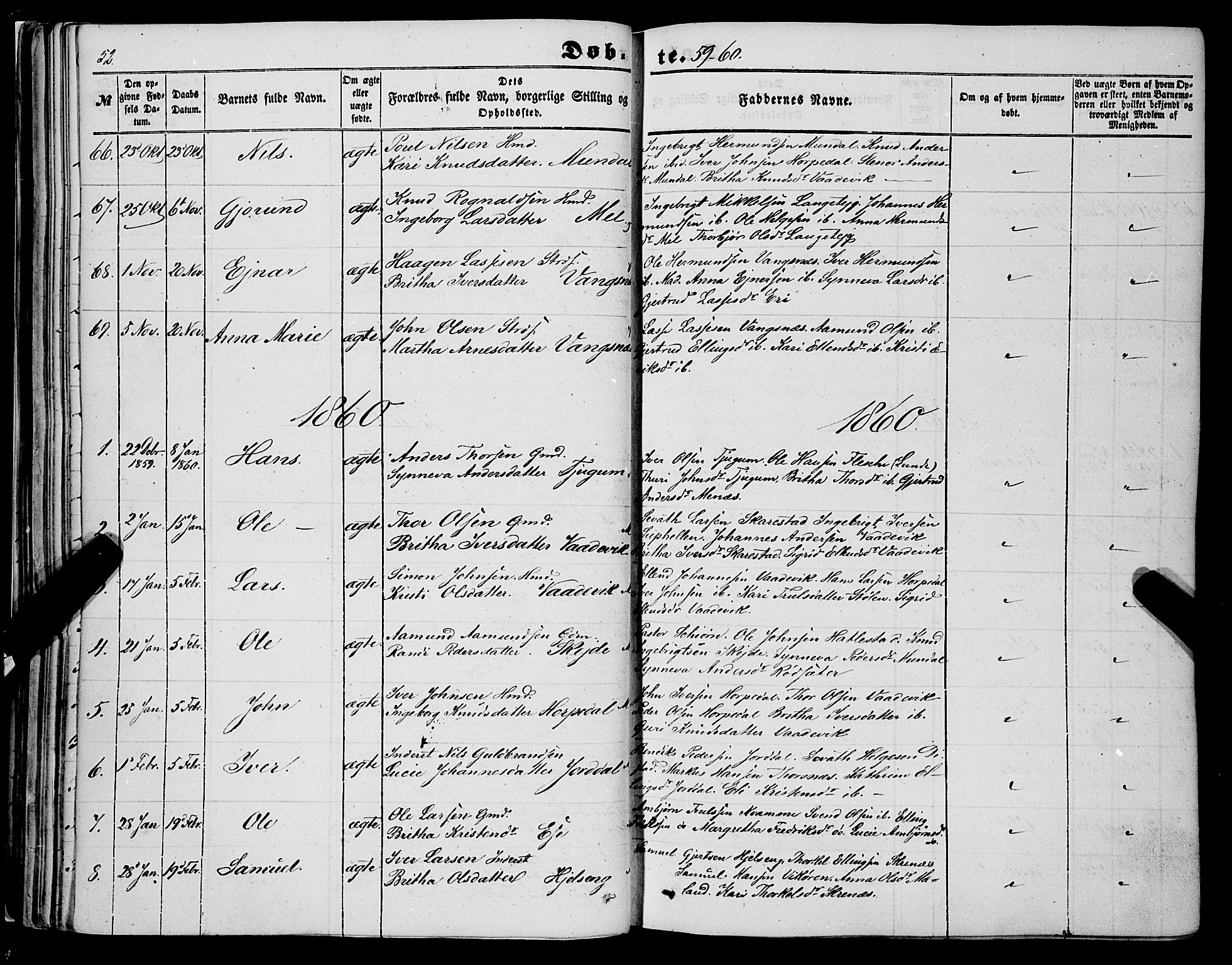 Balestrand sokneprestembete, AV/SAB-A-79601/H/Haa/Haaa/L0002: Parish register (official) no. A 2, 1847-1866, p. 52