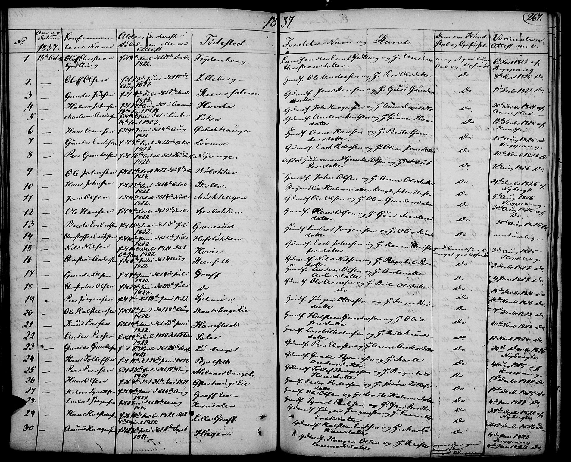 Elverum prestekontor, SAH/PREST-044/H/Ha/Haa/L0008: Parish register (official) no. 8, 1830-1842, p. 267