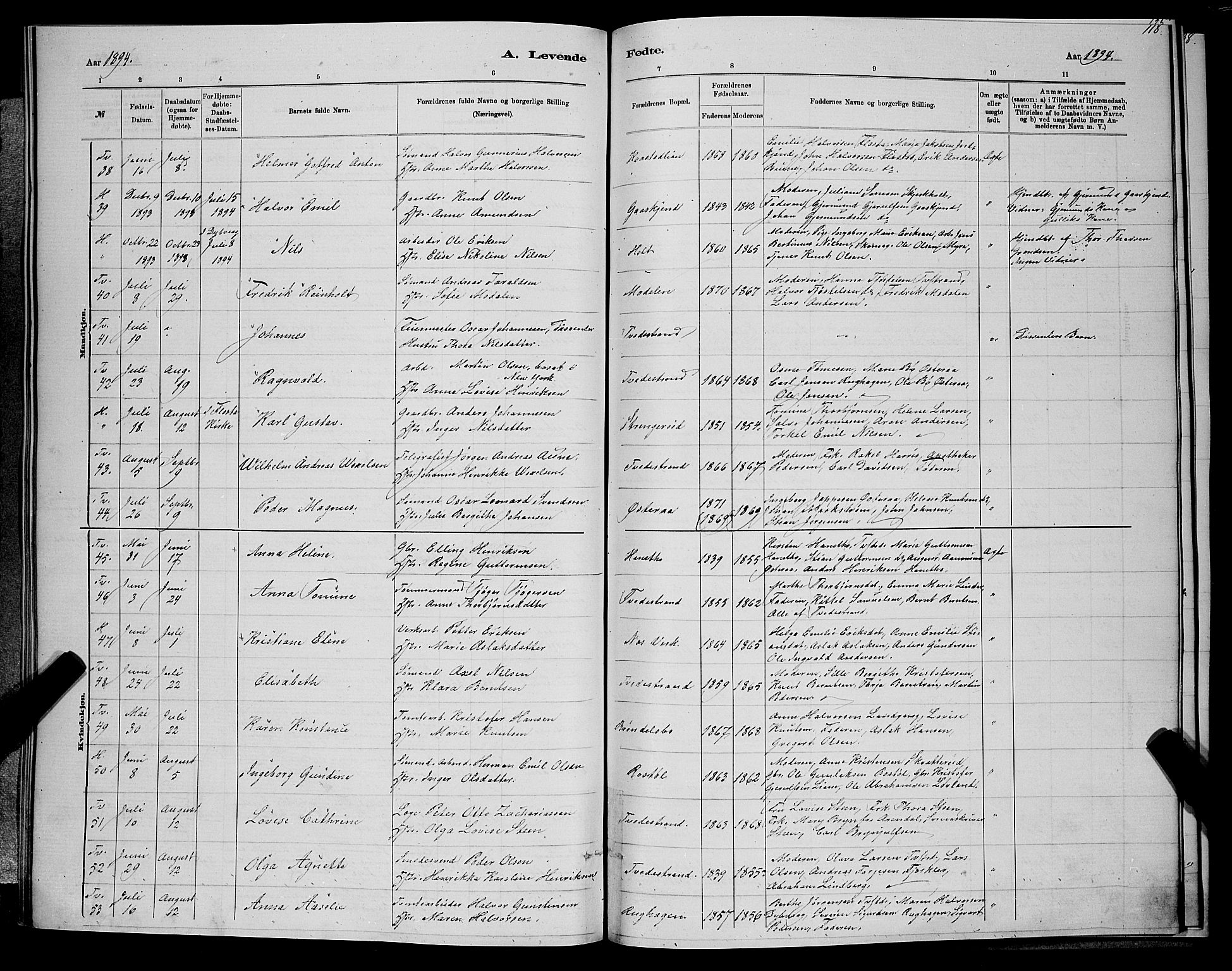 Holt sokneprestkontor, AV/SAK-1111-0021/F/Fb/L0010: Parish register (copy) no. B 10, 1883-1896, p. 118