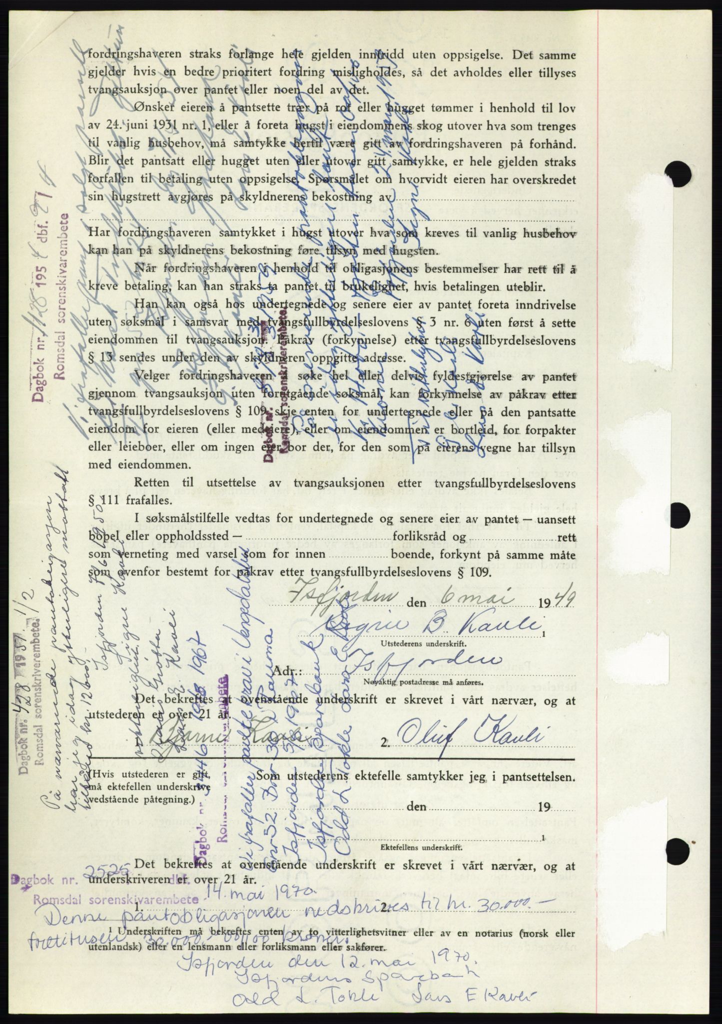 Romsdal sorenskriveri, AV/SAT-A-4149/1/2/2C: Mortgage book no. B4, 1948-1949, Diary no: : 1468/1949