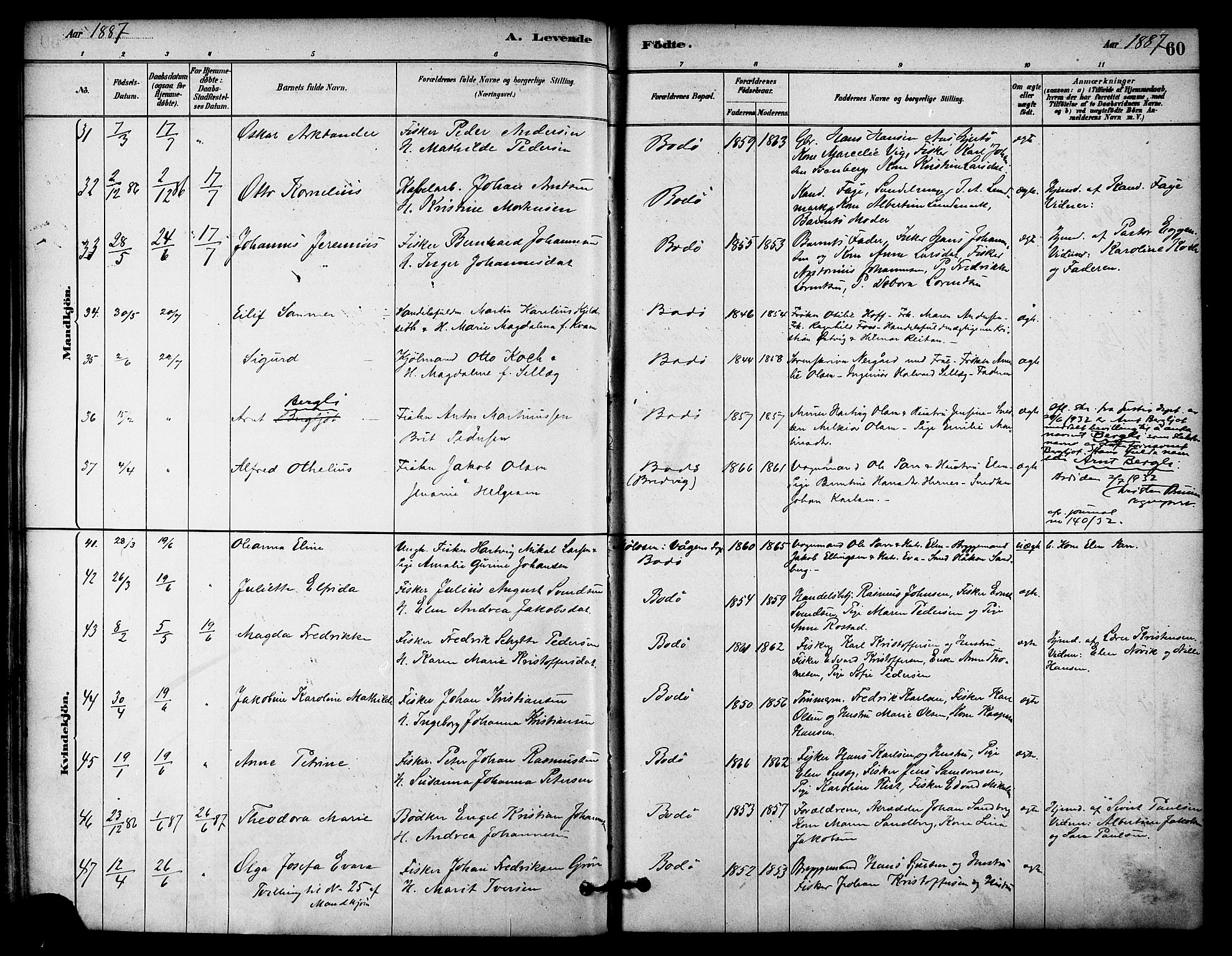 Ministerialprotokoller, klokkerbøker og fødselsregistre - Nordland, AV/SAT-A-1459/801/L0030: Parish register (copy) no. 801C05, 1879-1887, p. 60