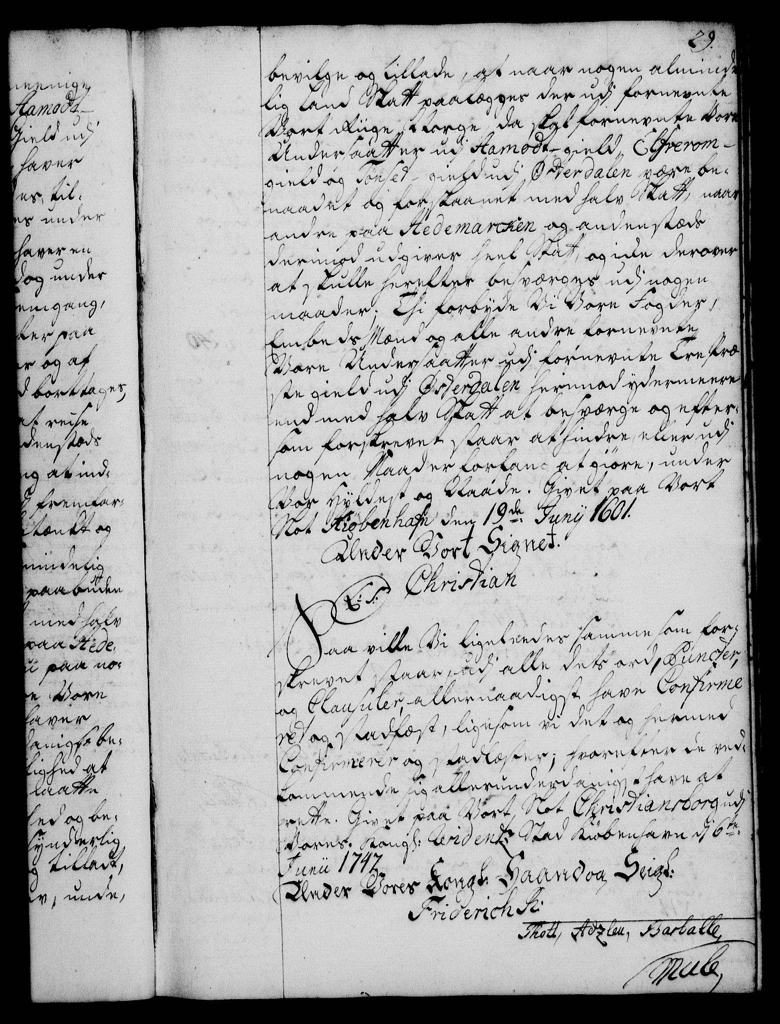 Rentekammeret, Kammerkanselliet, RA/EA-3111/G/Gg/Ggc/Ggca/L0001: Norsk konfirmasjonsekspedisjonsprotokoll med register (merket RK 53.23), 1746-1750, p. 29