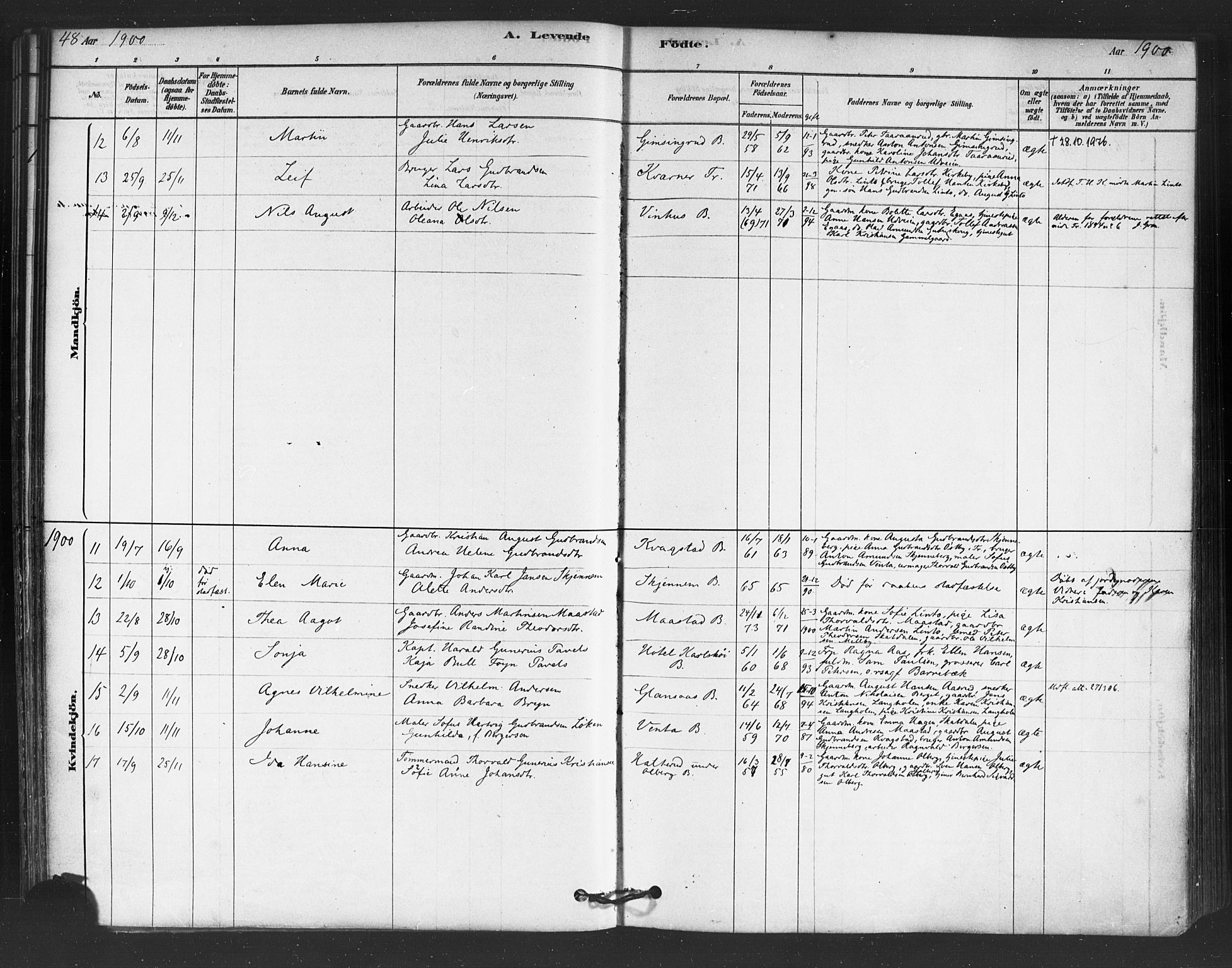 Trøgstad prestekontor Kirkebøker, SAO/A-10925/F/Fb/L0001: Parish register (official) no. II 1, 1878-1902, p. 48