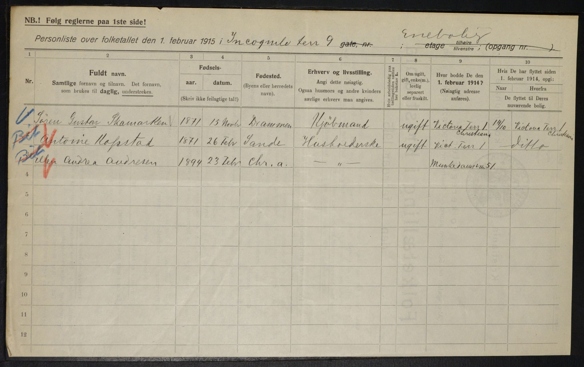 OBA, Municipal Census 1915 for Kristiania, 1915, p. 43959