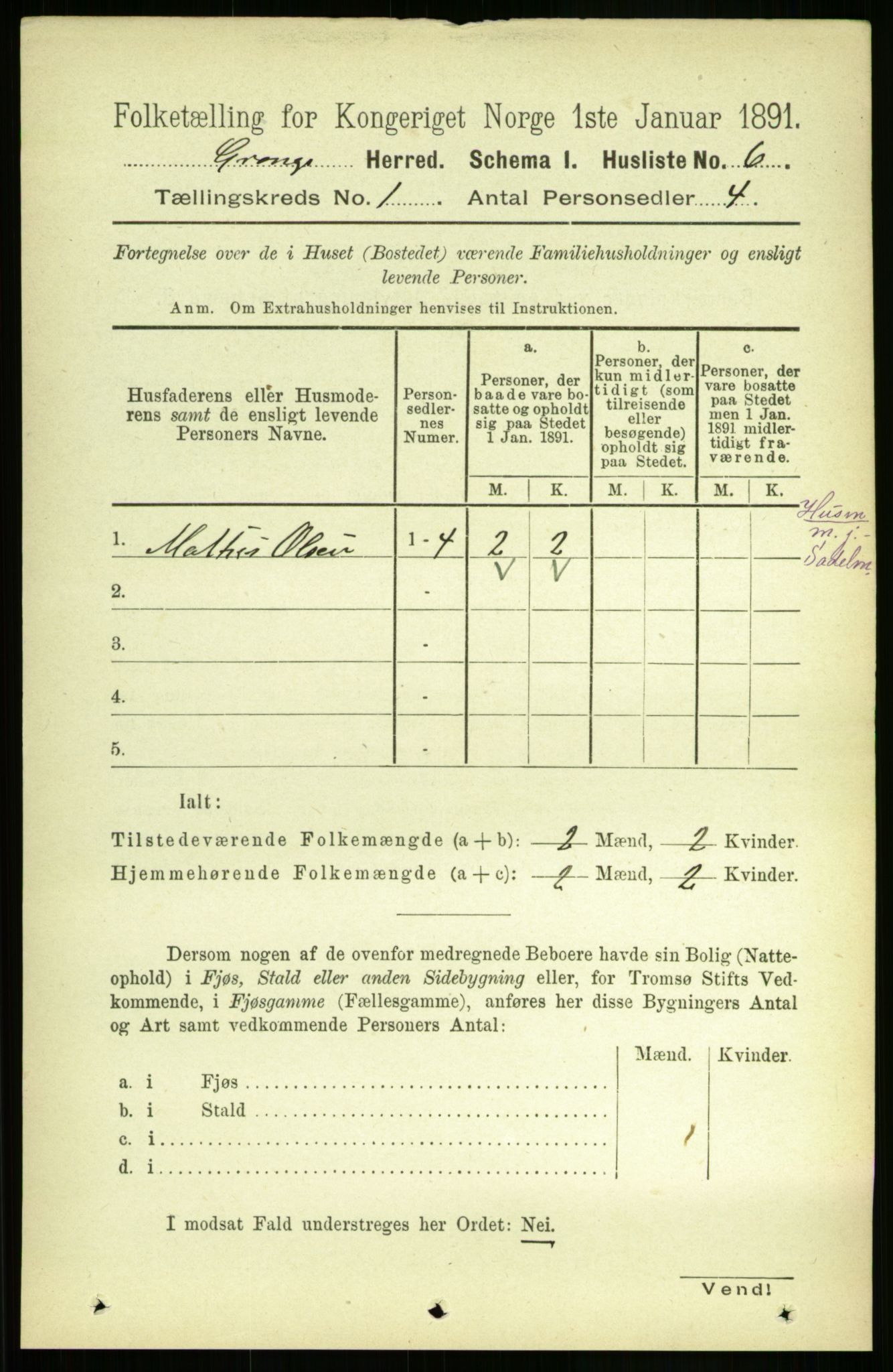 RA, 1891 census for 1742 Grong, 1891, p. 35