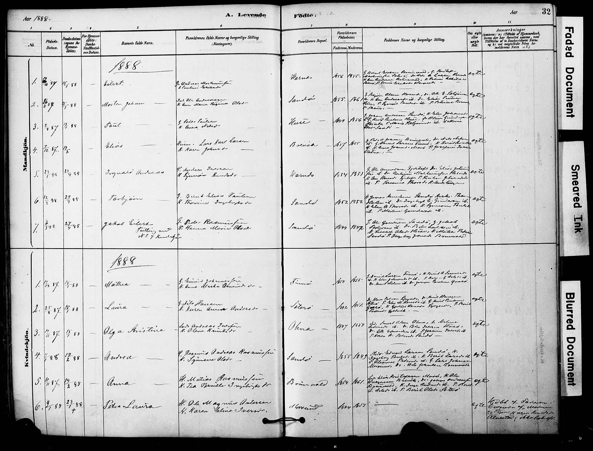 Ministerialprotokoller, klokkerbøker og fødselsregistre - Møre og Romsdal, AV/SAT-A-1454/561/L0729: Parish register (official) no. 561A03, 1878-1900, p. 32