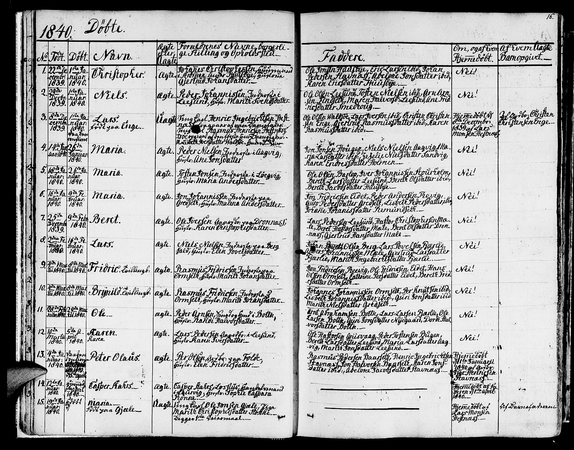 Ministerialprotokoller, klokkerbøker og fødselsregistre - Møre og Romsdal, AV/SAT-A-1454/578/L0904: Parish register (official) no. 578A03, 1836-1858, p. 16