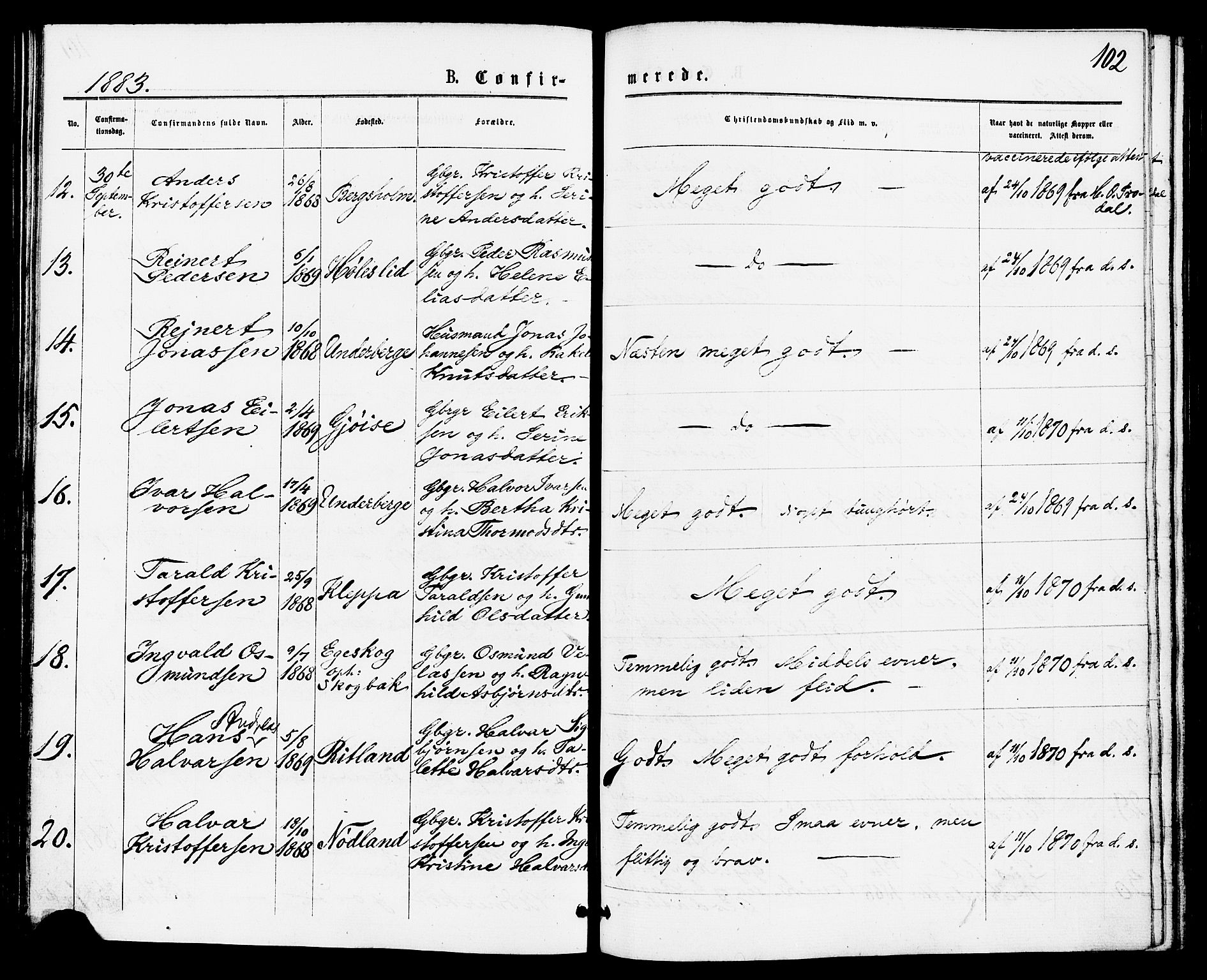 Høgsfjord sokneprestkontor, AV/SAST-A-101624/H/Ha/Haa/L0004: Parish register (official) no. A 4, 1876-1884, p. 102