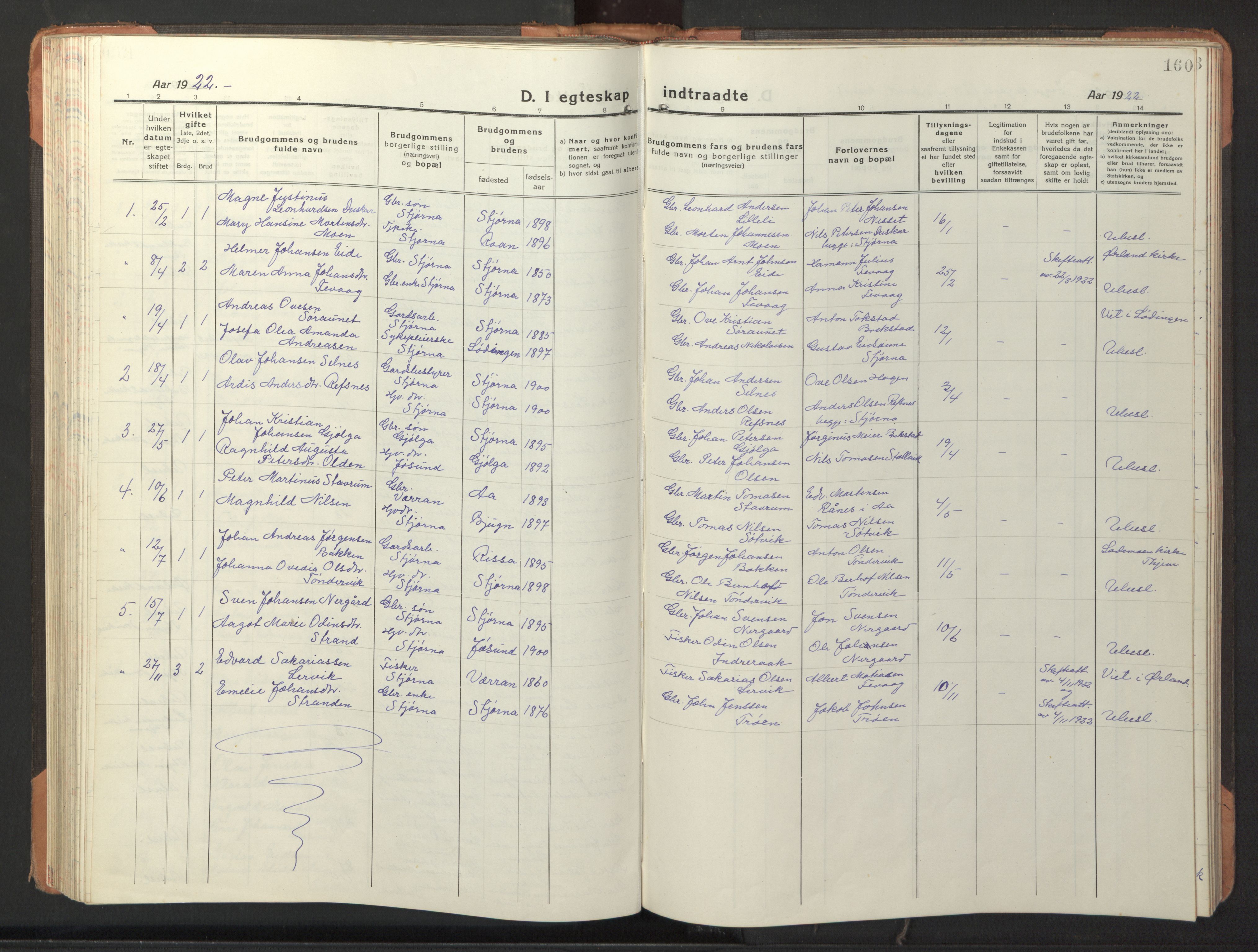 Ministerialprotokoller, klokkerbøker og fødselsregistre - Sør-Trøndelag, SAT/A-1456/653/L0658: Parish register (copy) no. 653C02, 1919-1947, p. 160