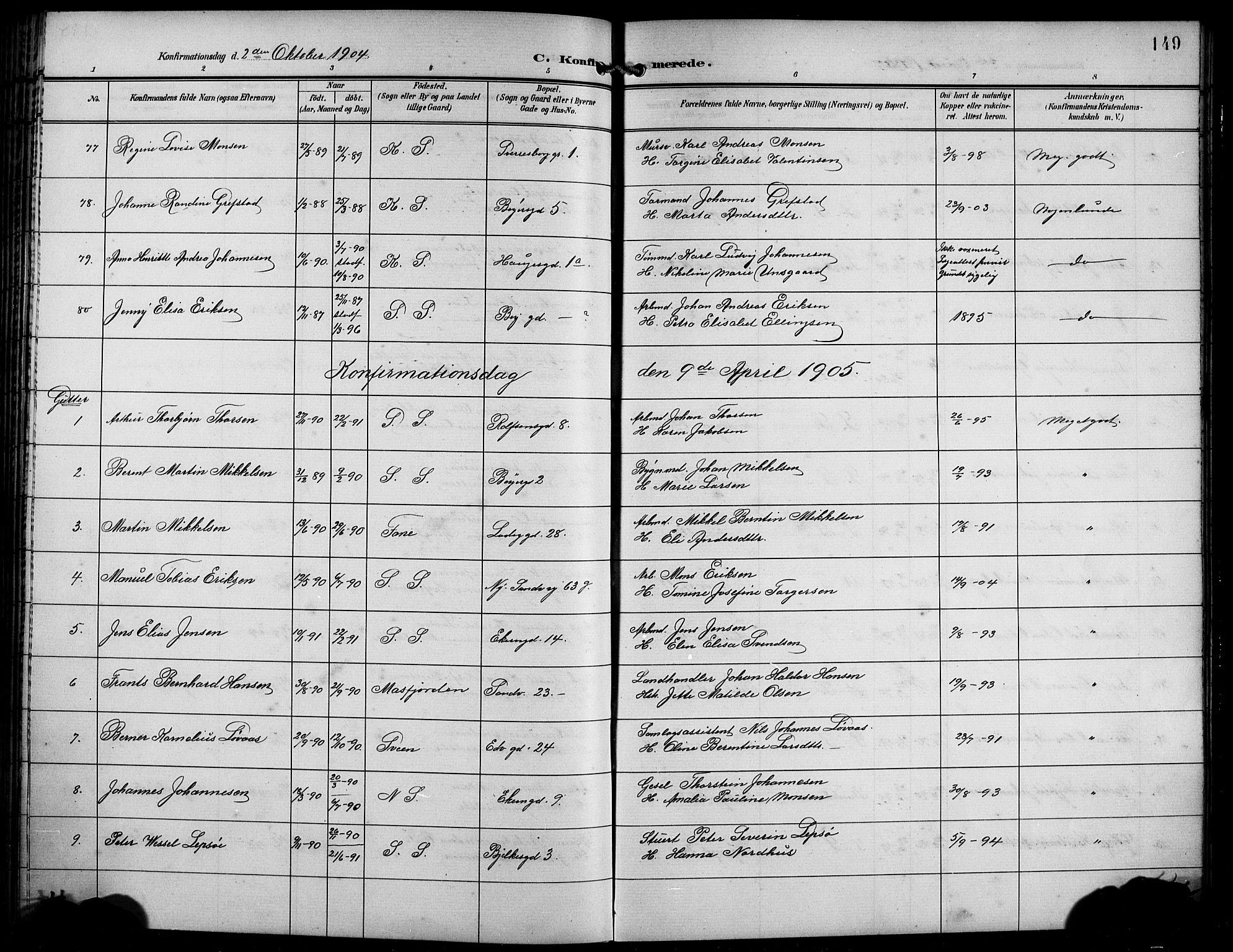 Sandviken Sokneprestembete, SAB/A-77601/H/Hb/L0009: Parish register (copy) no. C 1, 1898-1907, p. 149