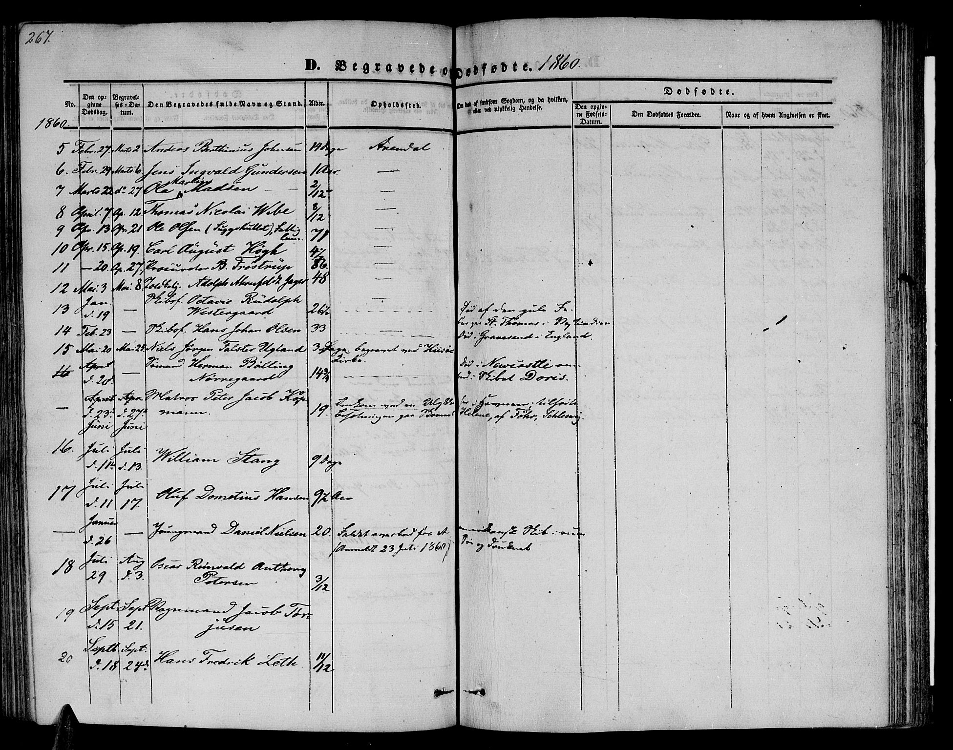 Arendal sokneprestkontor, Trefoldighet, AV/SAK-1111-0040/F/Fb/L0002: Parish register (copy) no. B 2, 1838-1860, p. 267