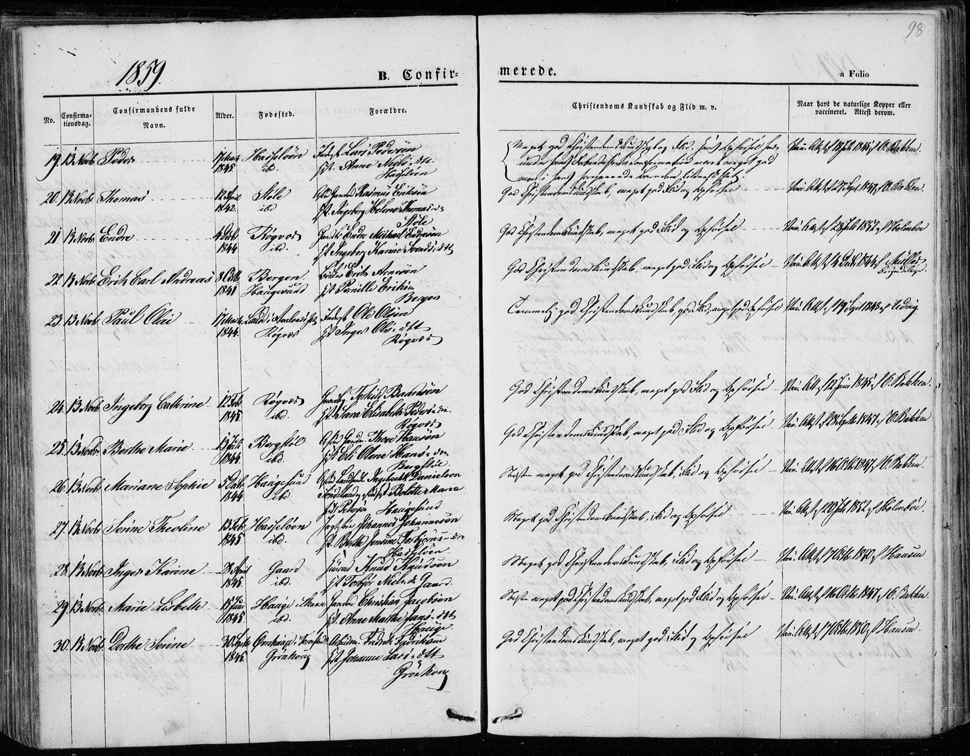 Torvastad sokneprestkontor, AV/SAST-A -101857/H/Ha/Haa/L0011: Parish register (official) no. A 11, 1857-1866, p. 98