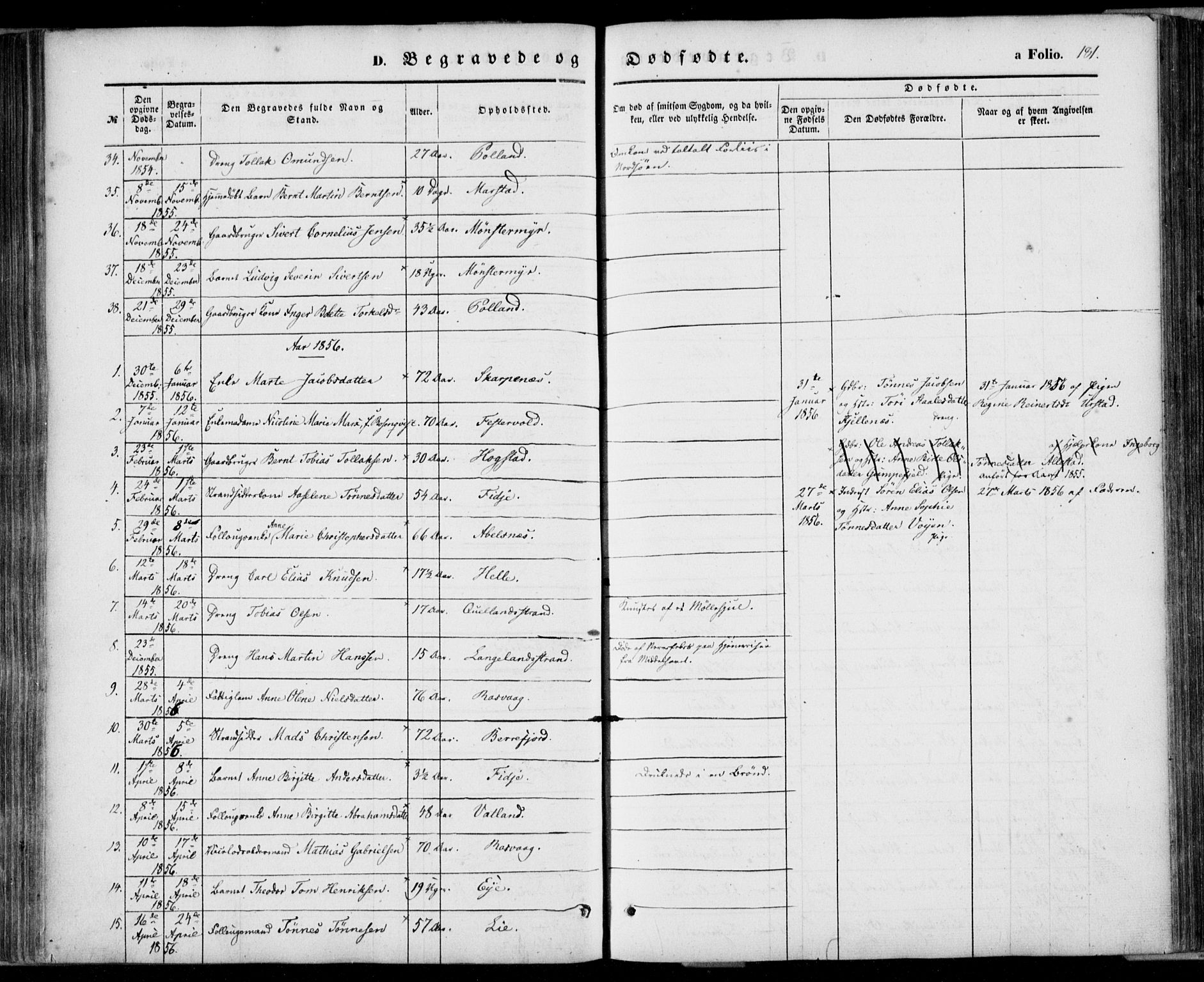 Flekkefjord sokneprestkontor, AV/SAK-1111-0012/F/Fa/Fab/L0004: Parish register (official) no. A 4, 1850-1875, p. 181