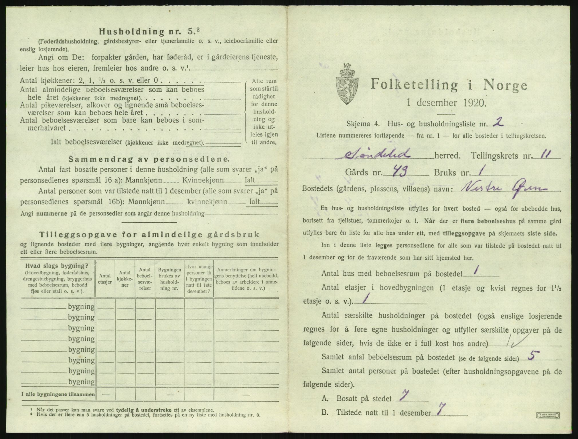 SAK, 1920 census for Søndeled, 1920, p. 895