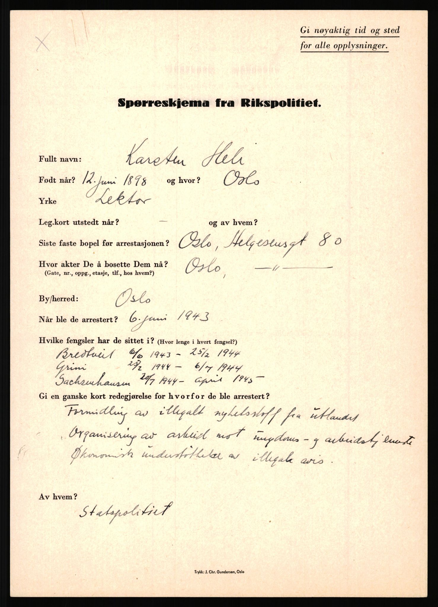 Rikspolitisjefen, AV/RA-S-1560/L/L0006: Hansen, Adolf Boye - Hemstad, Gunnar, 1940-1945, p. 1041