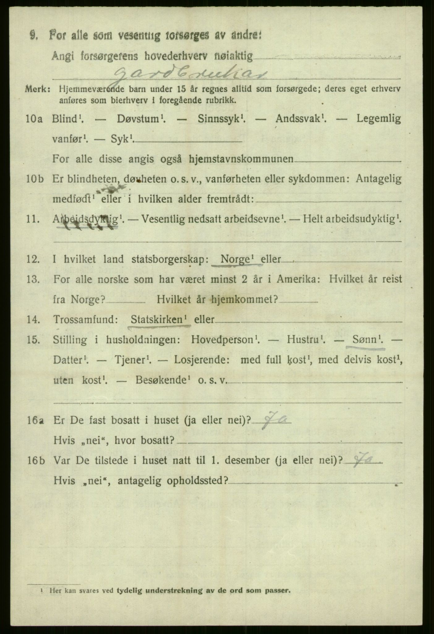 SAB, 1920 census for Evanger, 1920, p. 3648