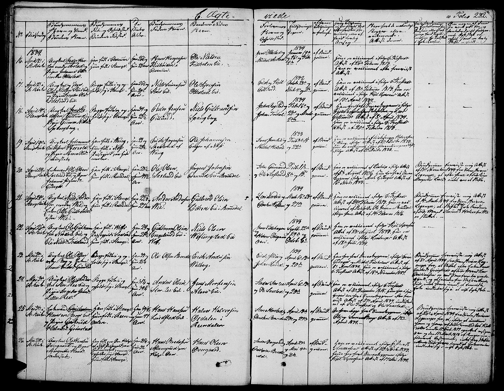 Stange prestekontor, AV/SAH-PREST-002/K/L0009: Parish register (official) no. 9, 1826-1835, p. 282