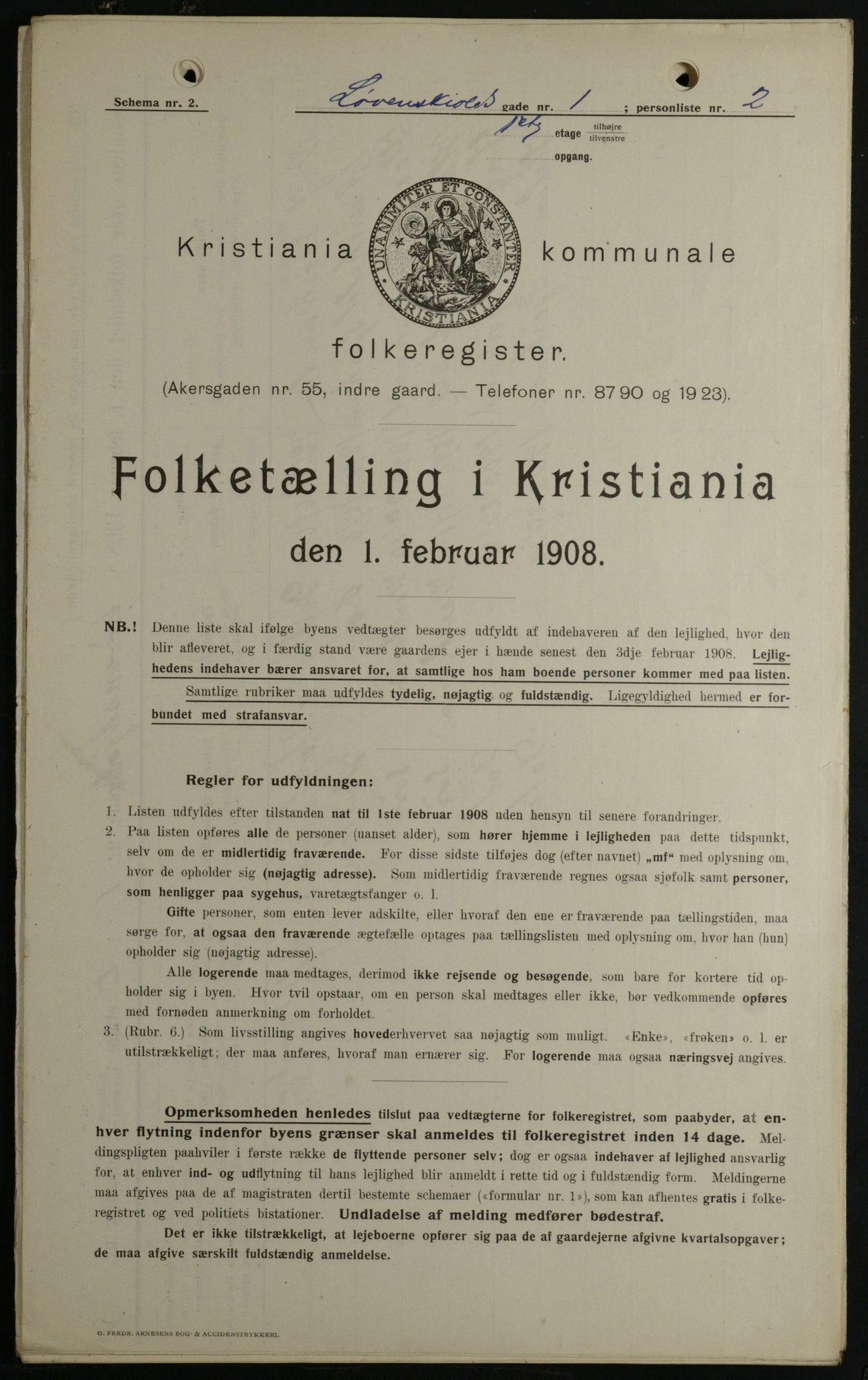 OBA, Municipal Census 1908 for Kristiania, 1908, p. 52661