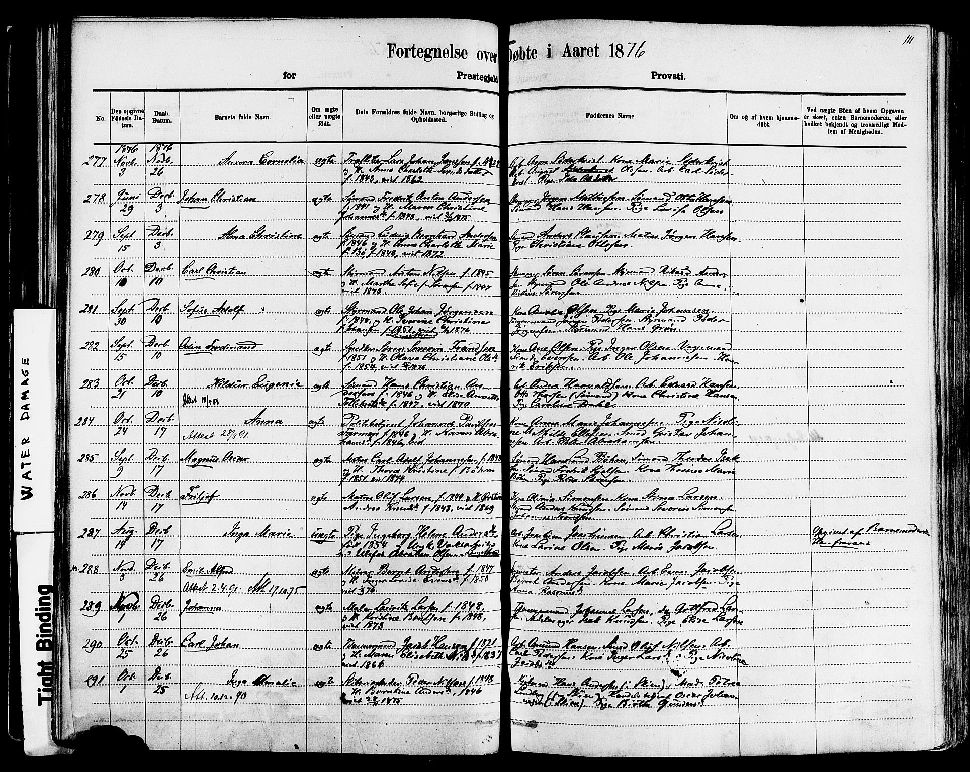 Larvik kirkebøker, AV/SAKO-A-352/F/Fa/L0006: Parish register (official) no. I 6, 1871-1883, p. 111