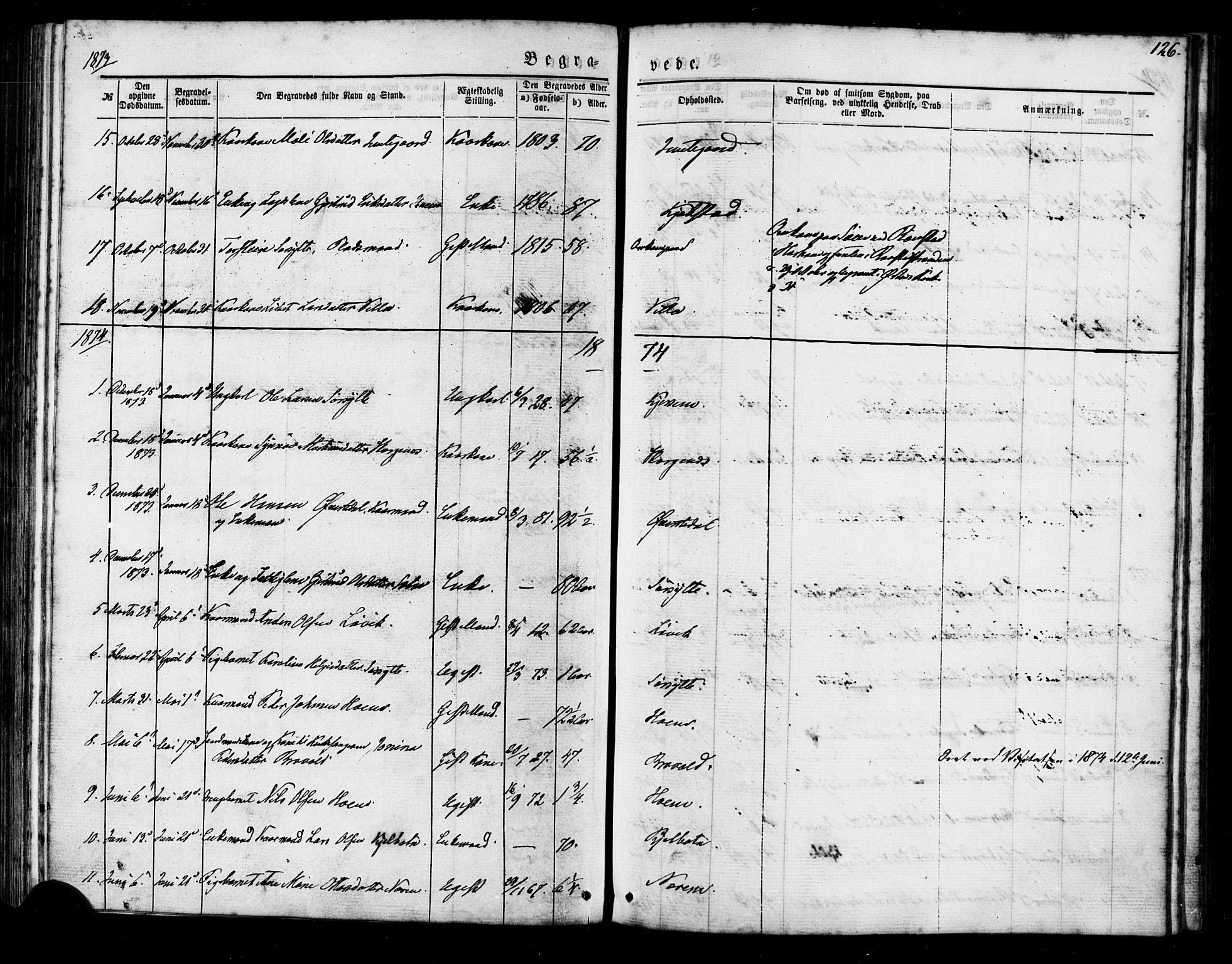 Ministerialprotokoller, klokkerbøker og fødselsregistre - Møre og Romsdal, SAT/A-1454/541/L0545: Parish register (official) no. 541A02, 1872-1886, p. 126
