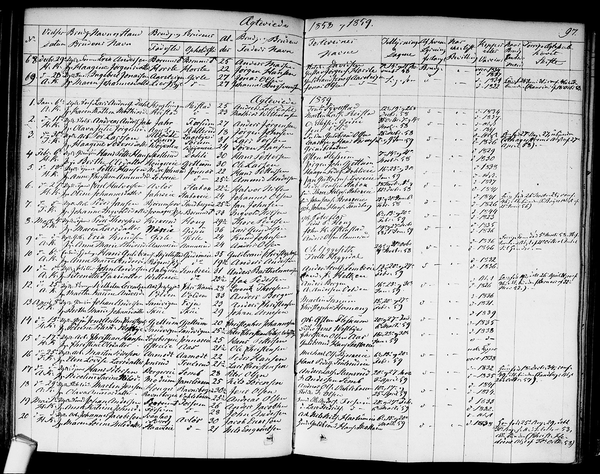 Asker prestekontor Kirkebøker, SAO/A-10256a/F/Fa/L0010: Parish register (official) no. I 10, 1825-1878, p. 97