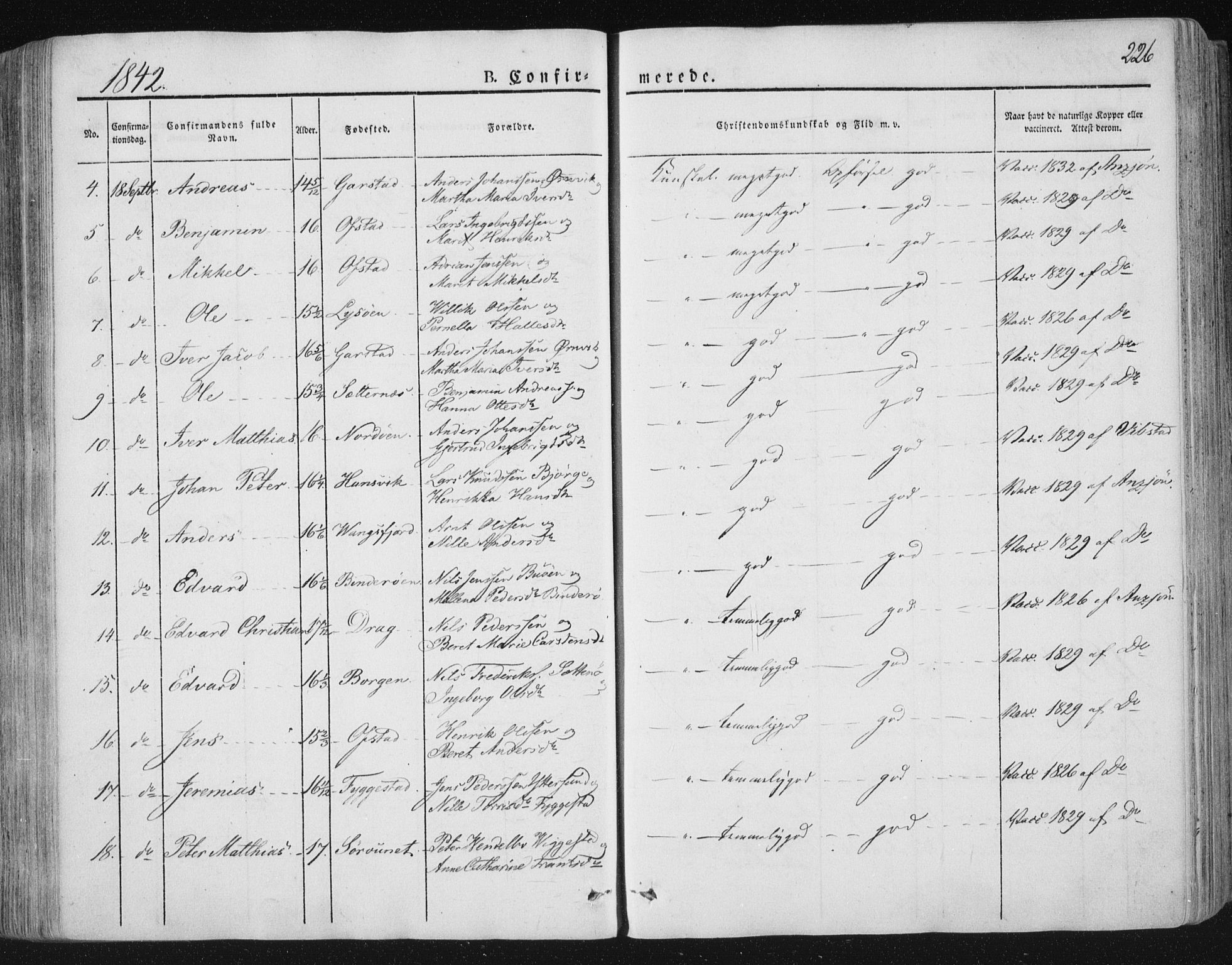 Ministerialprotokoller, klokkerbøker og fødselsregistre - Nord-Trøndelag, AV/SAT-A-1458/784/L0669: Parish register (official) no. 784A04, 1829-1859, p. 226