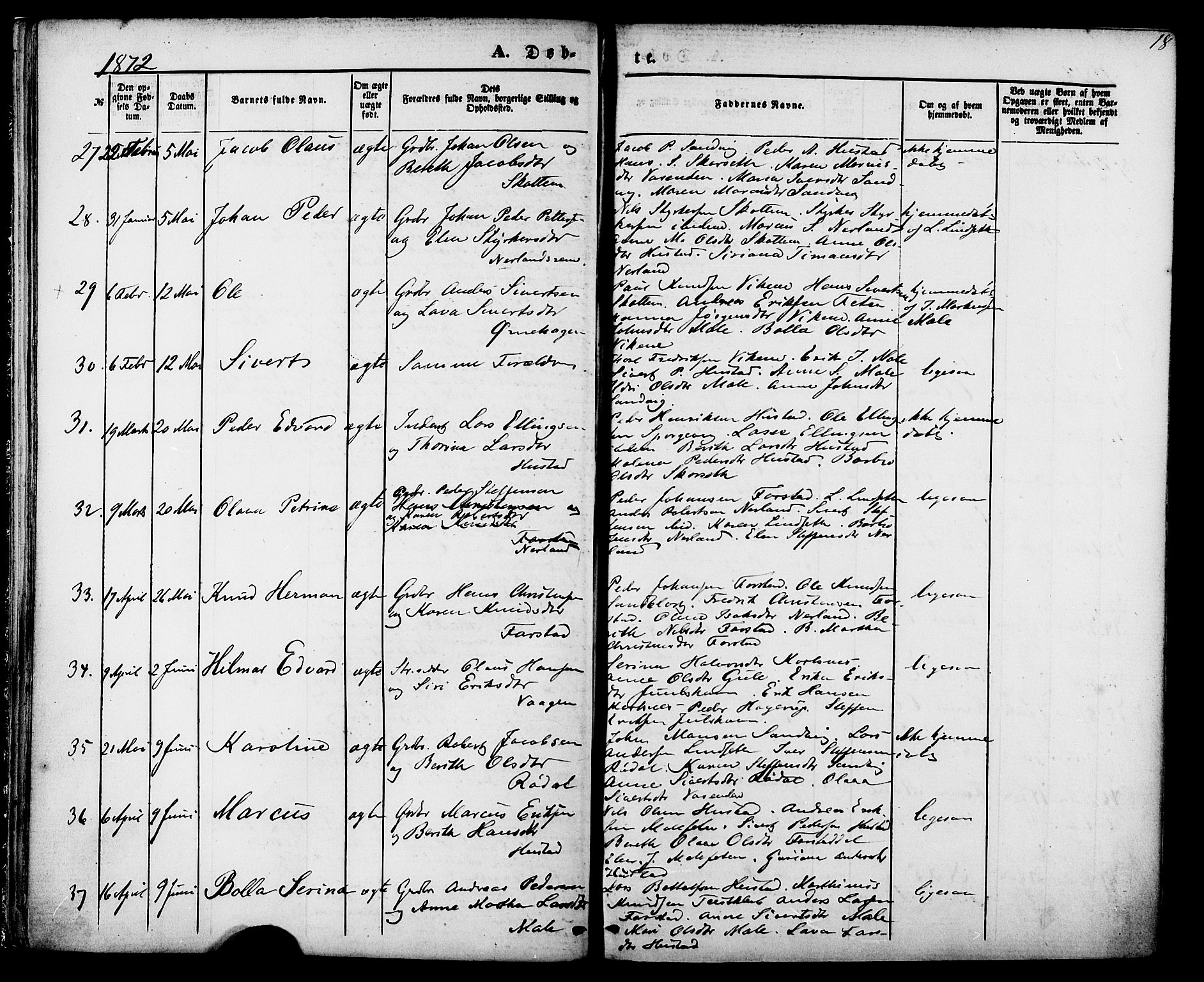 Ministerialprotokoller, klokkerbøker og fødselsregistre - Møre og Romsdal, AV/SAT-A-1454/566/L0768: Parish register (official) no. 566A07, 1869-1881, p. 18