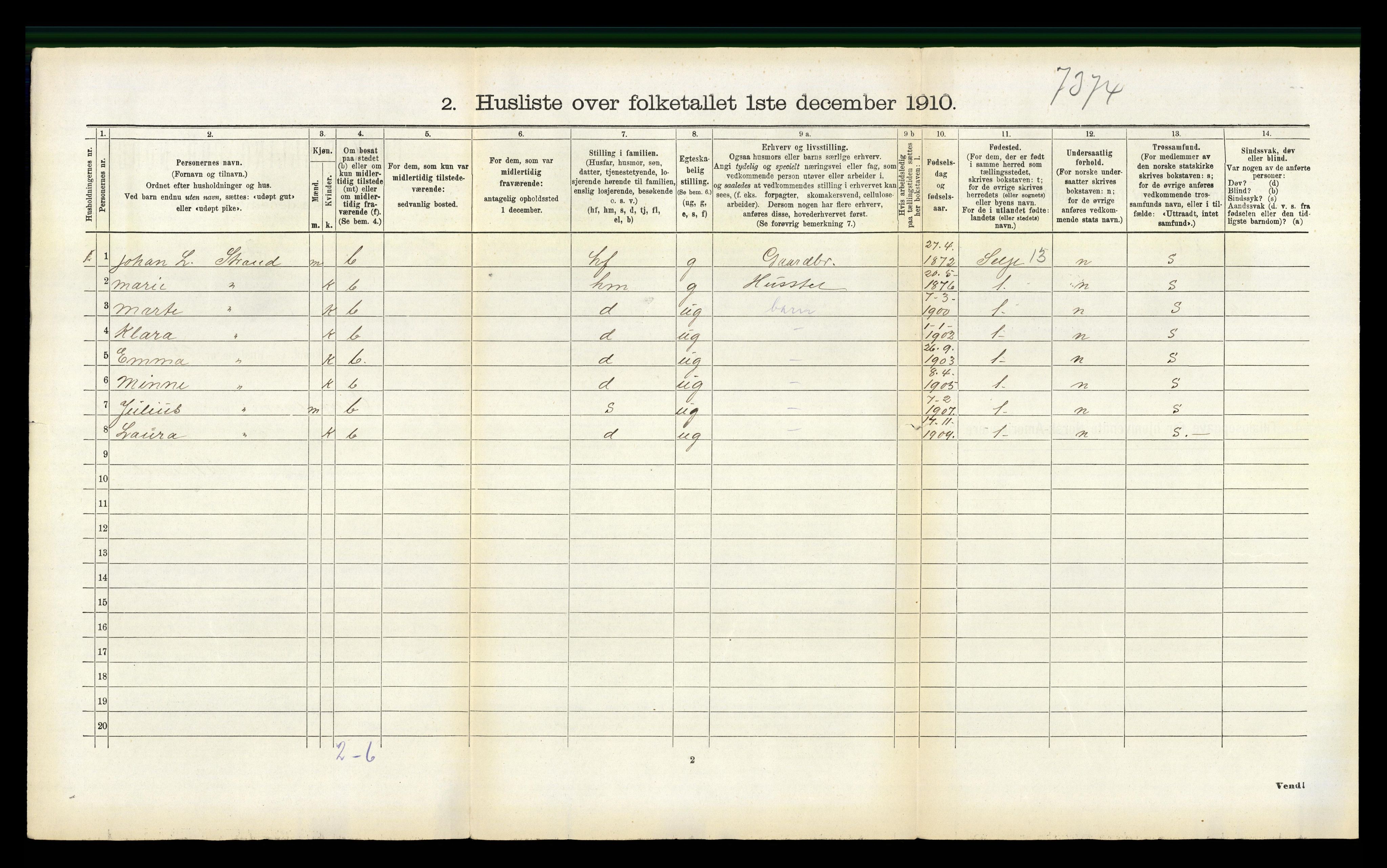 RA, 1910 census for Vanylven, 1910, p. 120