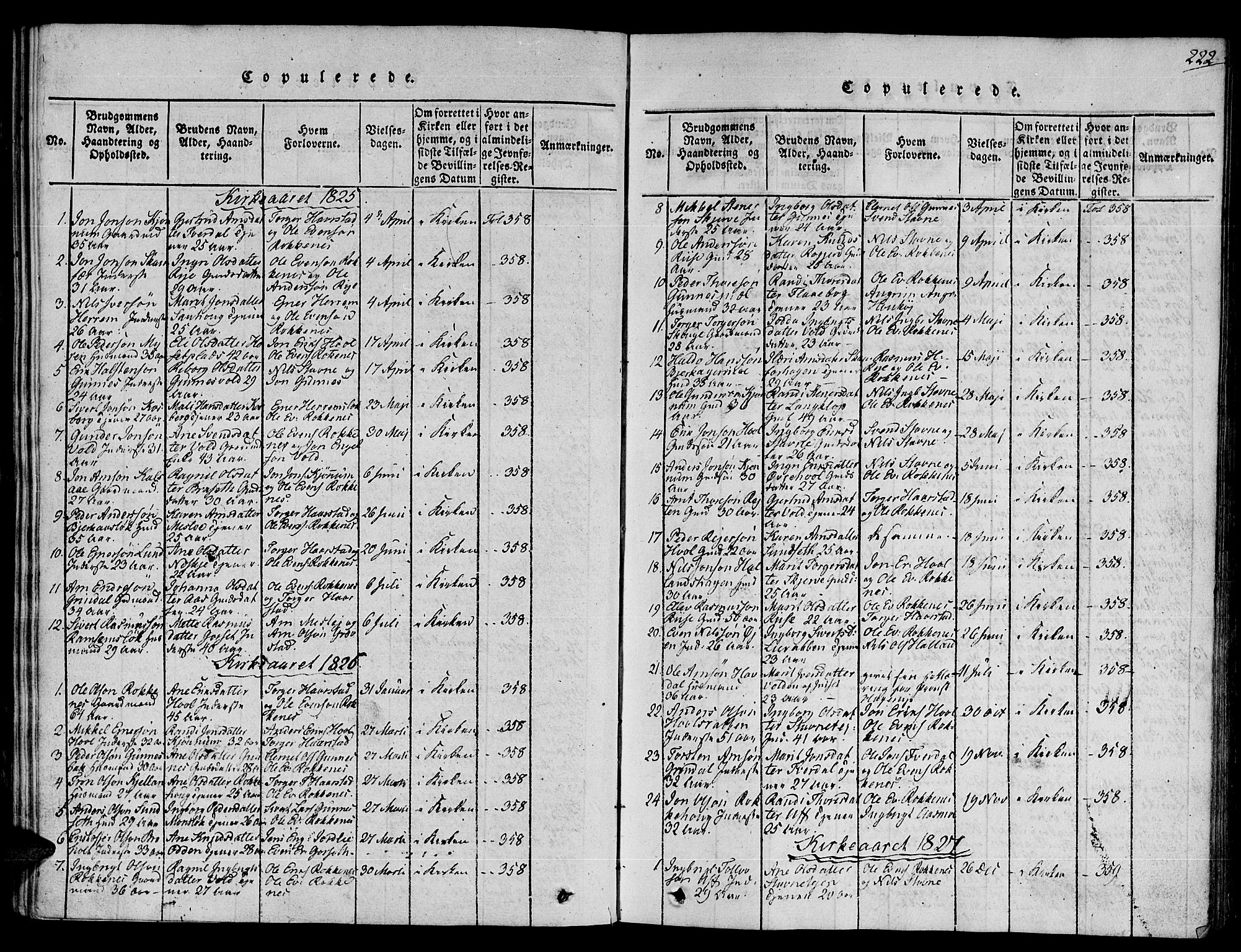 Ministerialprotokoller, klokkerbøker og fødselsregistre - Sør-Trøndelag, SAT/A-1456/672/L0854: Parish register (official) no. 672A06 /2, 1816-1829, p. 222