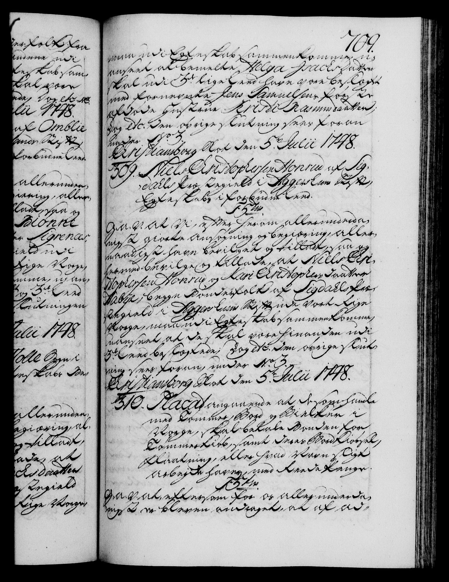 Danske Kanselli 1572-1799, AV/RA-EA-3023/F/Fc/Fca/Fcaa/L0035: Norske registre, 1746-1748, p. 709a