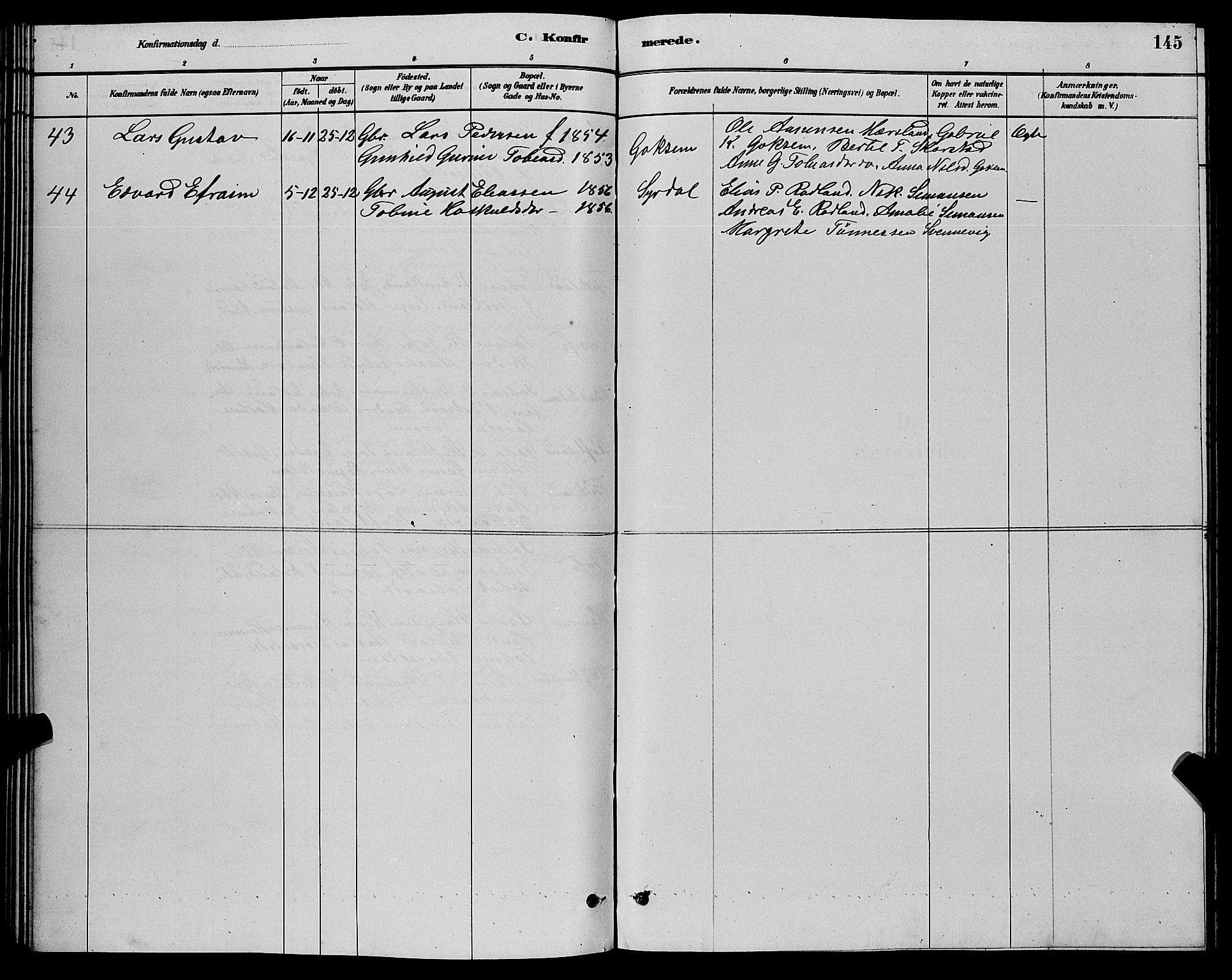 Sør-Audnedal sokneprestkontor, AV/SAK-1111-0039/F/Fb/Fbb/L0005: Parish register (copy) no. B 5, 1880-1892, p. 145