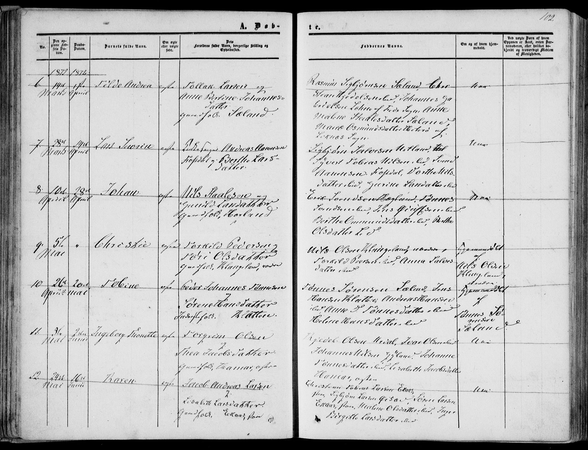 Bakke sokneprestkontor, AV/SAK-1111-0002/F/Fa/Fab/L0002: Parish register (official) no. A 2, 1855-1884, p. 102