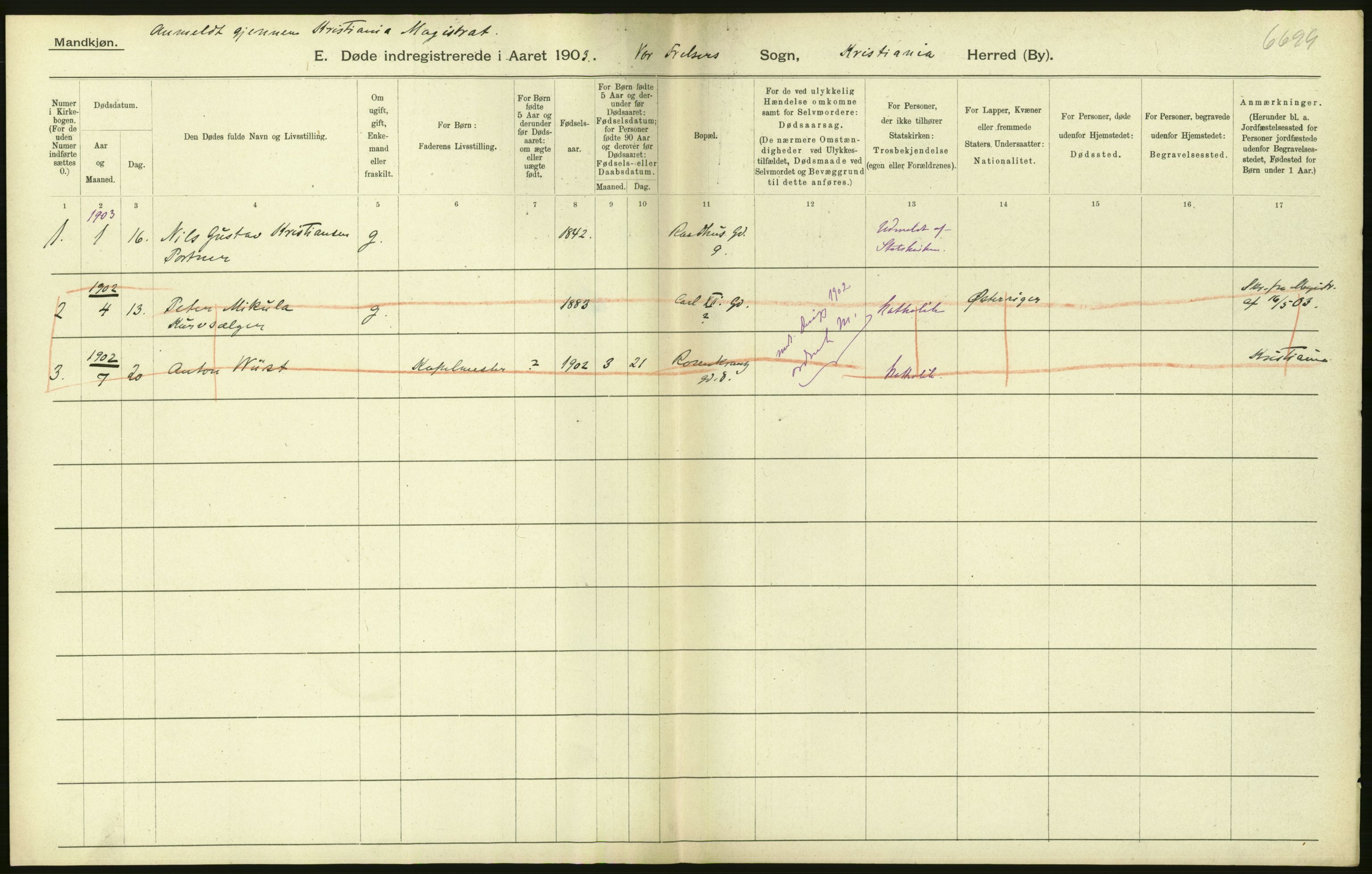 Statistisk sentralbyrå, Sosiodemografiske emner, Befolkning, AV/RA-S-2228/D/Df/Dfa/Dfaa/L0004: Kristiania: Gifte, døde, 1903, p. 122