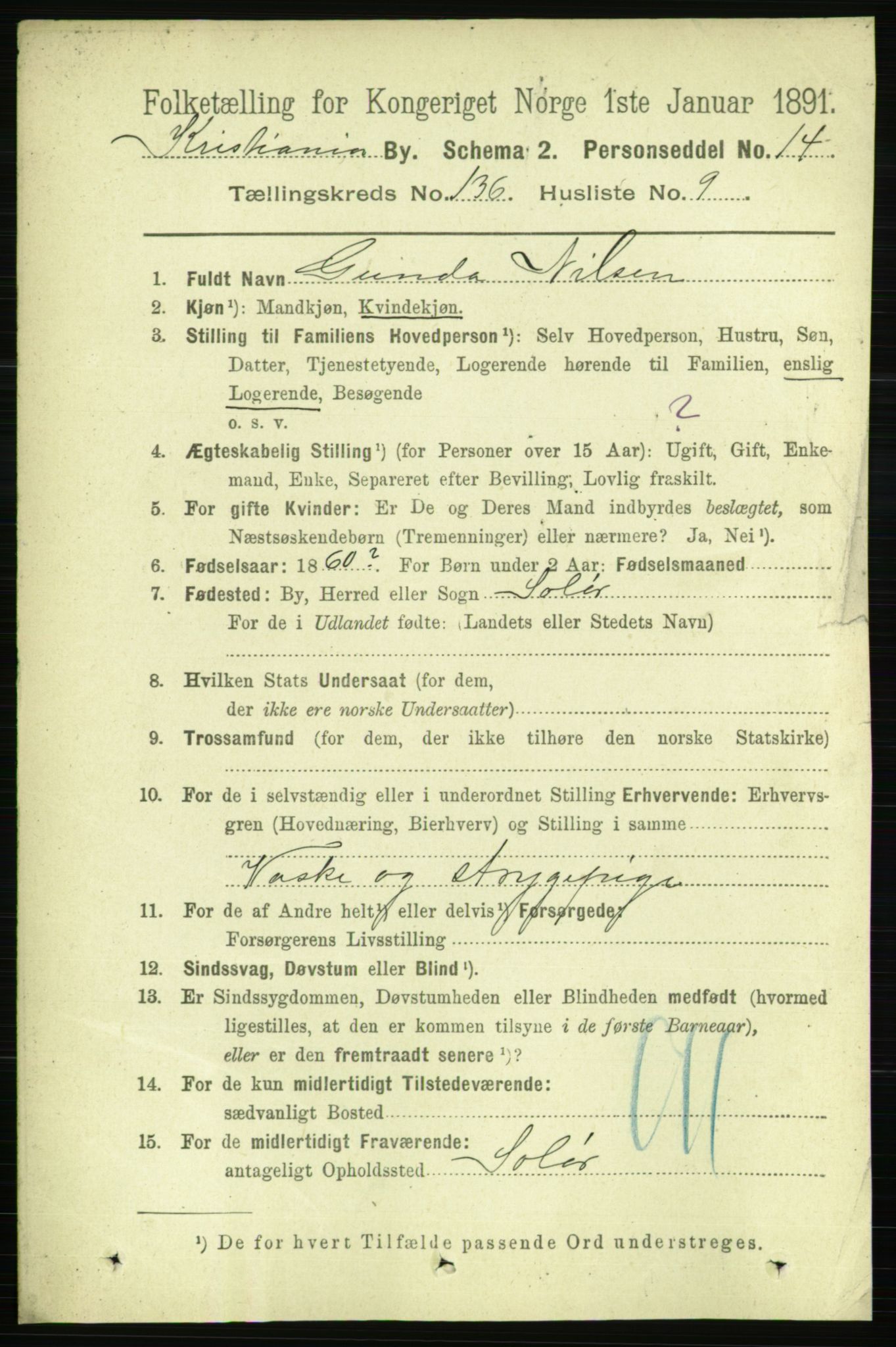 RA, 1891 census for 0301 Kristiania, 1891, p. 75484