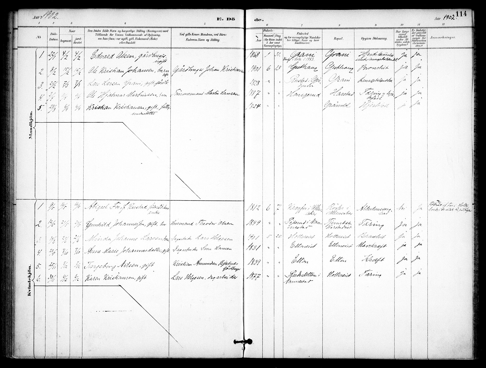 Nannestad prestekontor Kirkebøker, SAO/A-10414a/F/Fb/L0002: Parish register (official) no. II 2, 1891-1909, p. 114