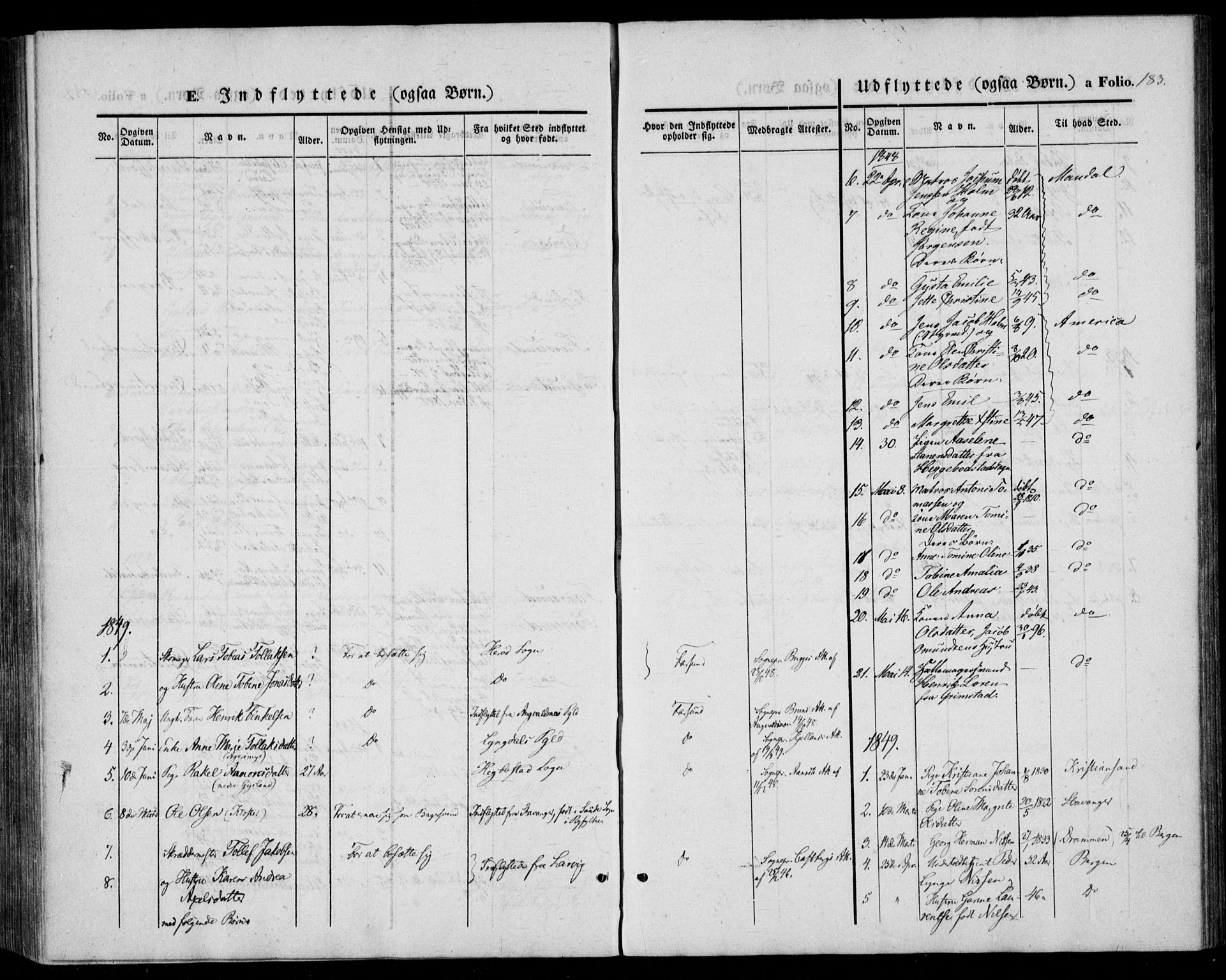 Farsund sokneprestkontor, SAK/1111-0009/F/Fa/L0004: Parish register (official) no. A 4, 1847-1863, p. 183