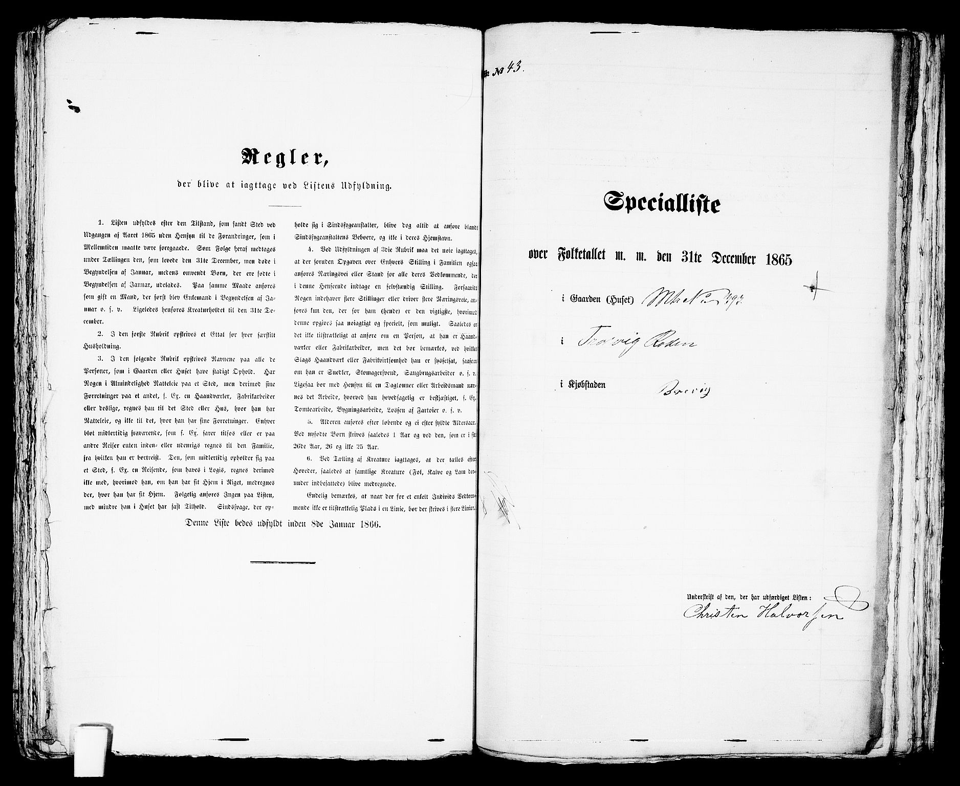 RA, 1865 census for Brevik, 1865, p. 645