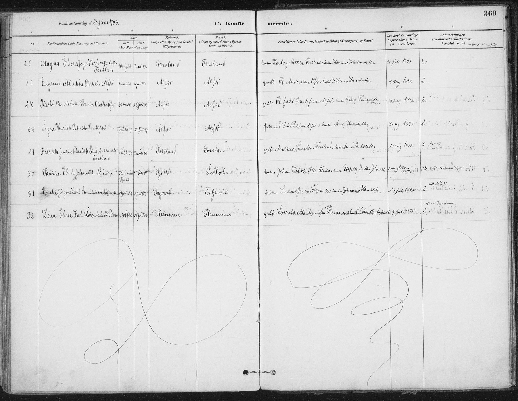 Ministerialprotokoller, klokkerbøker og fødselsregistre - Nordland, AV/SAT-A-1459/838/L0552: Parish register (official) no. 838A10, 1880-1910, p. 369