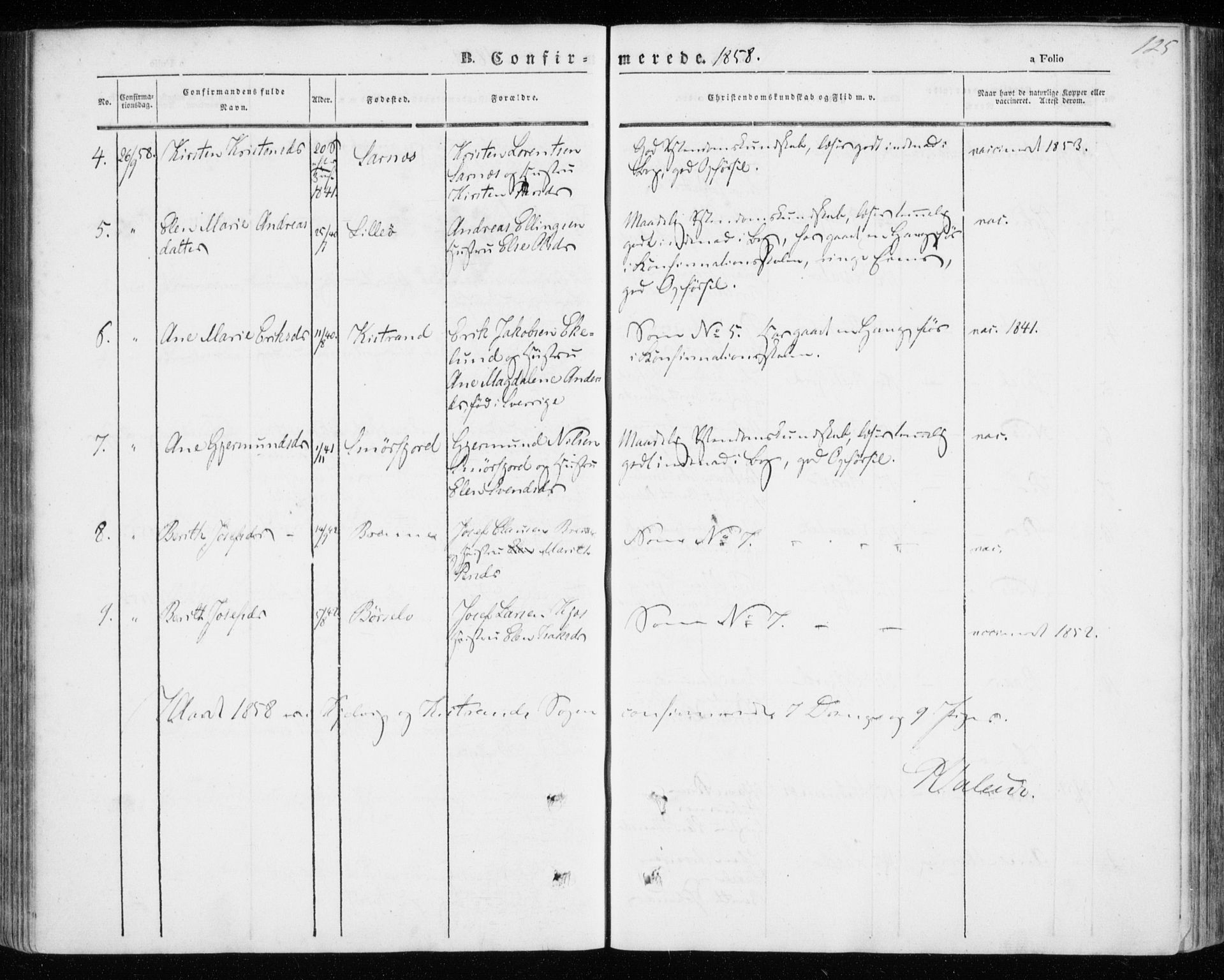 Kistrand/Porsanger sokneprestembete, SATØ/S-1351/H/Ha/L0004.kirke: Parish register (official) no. 4, 1843-1860, p. 125